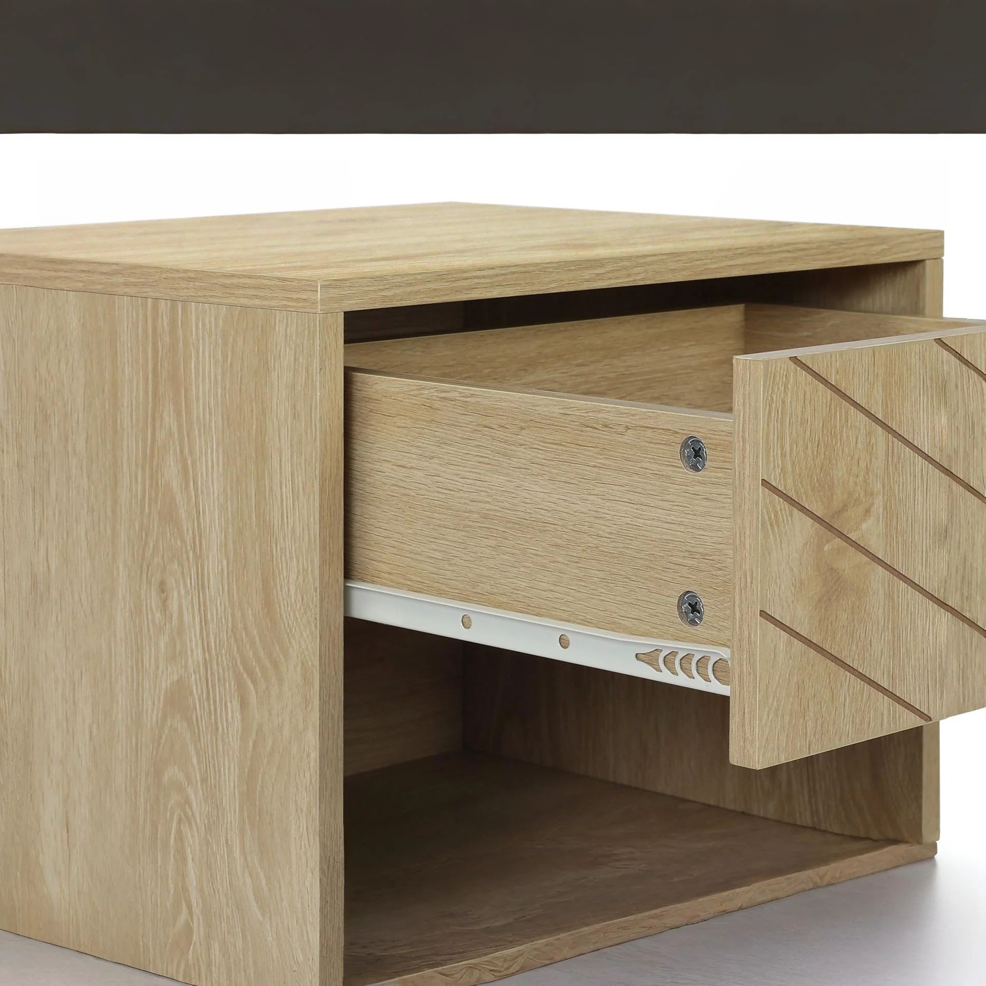 Crovo Wooden Bedside Table - Natural - Image 7