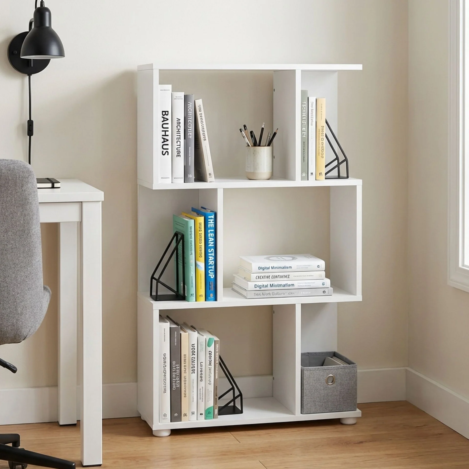 Cubo 3 Tier Bookshelf Display Shelf - White