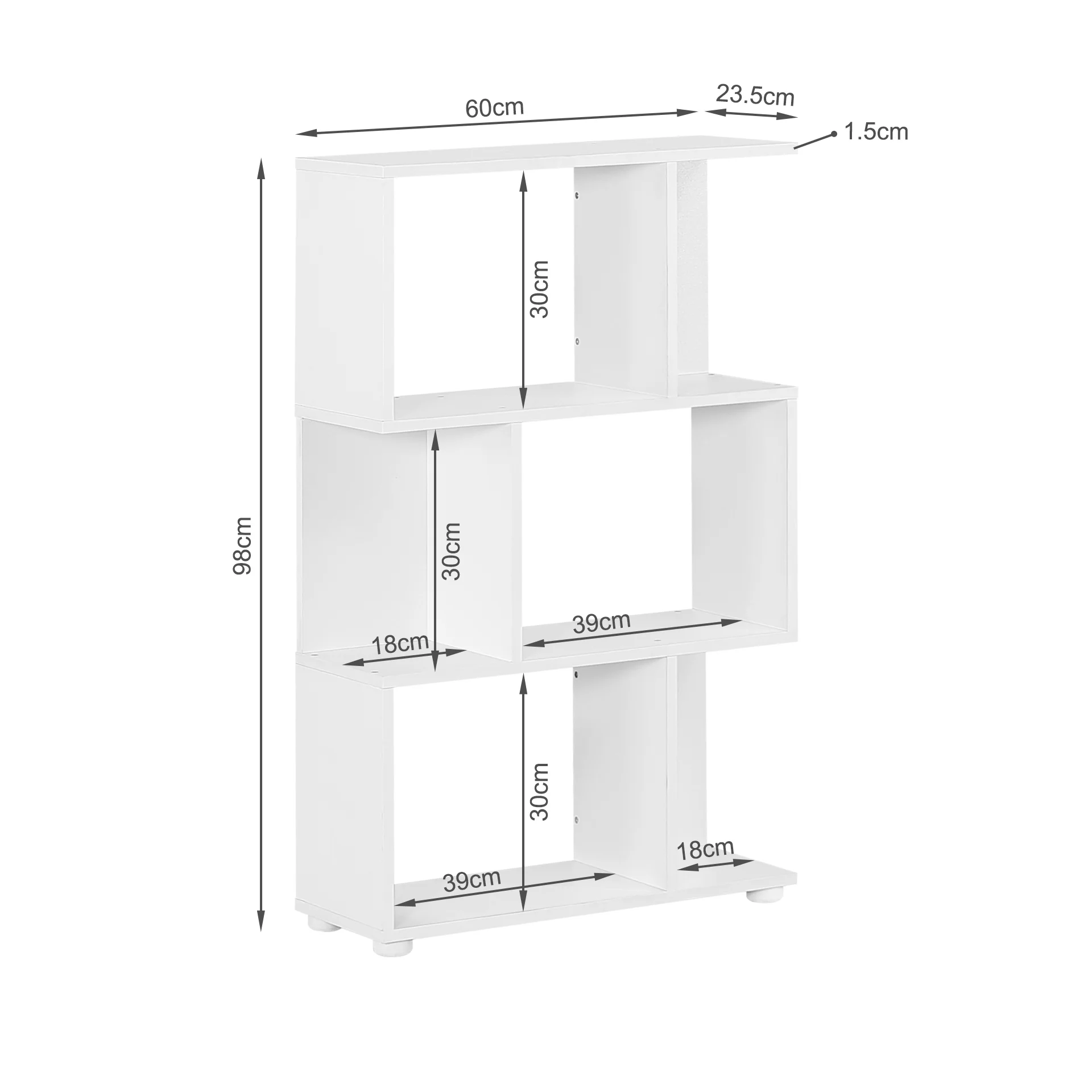 Cubo 3 Tier Bookshelf Display Shelf - White - Image 13