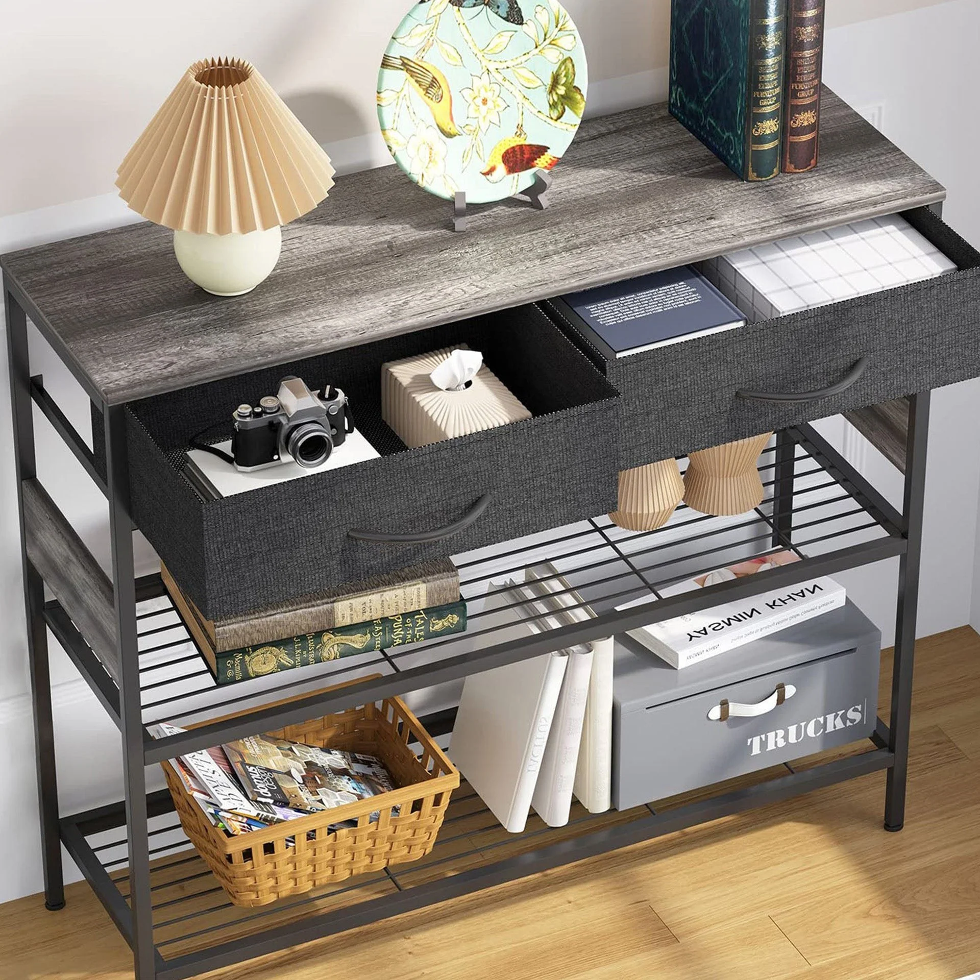 Cuckoo Console Table with 2 Drawers - Gray Oak - Image 6