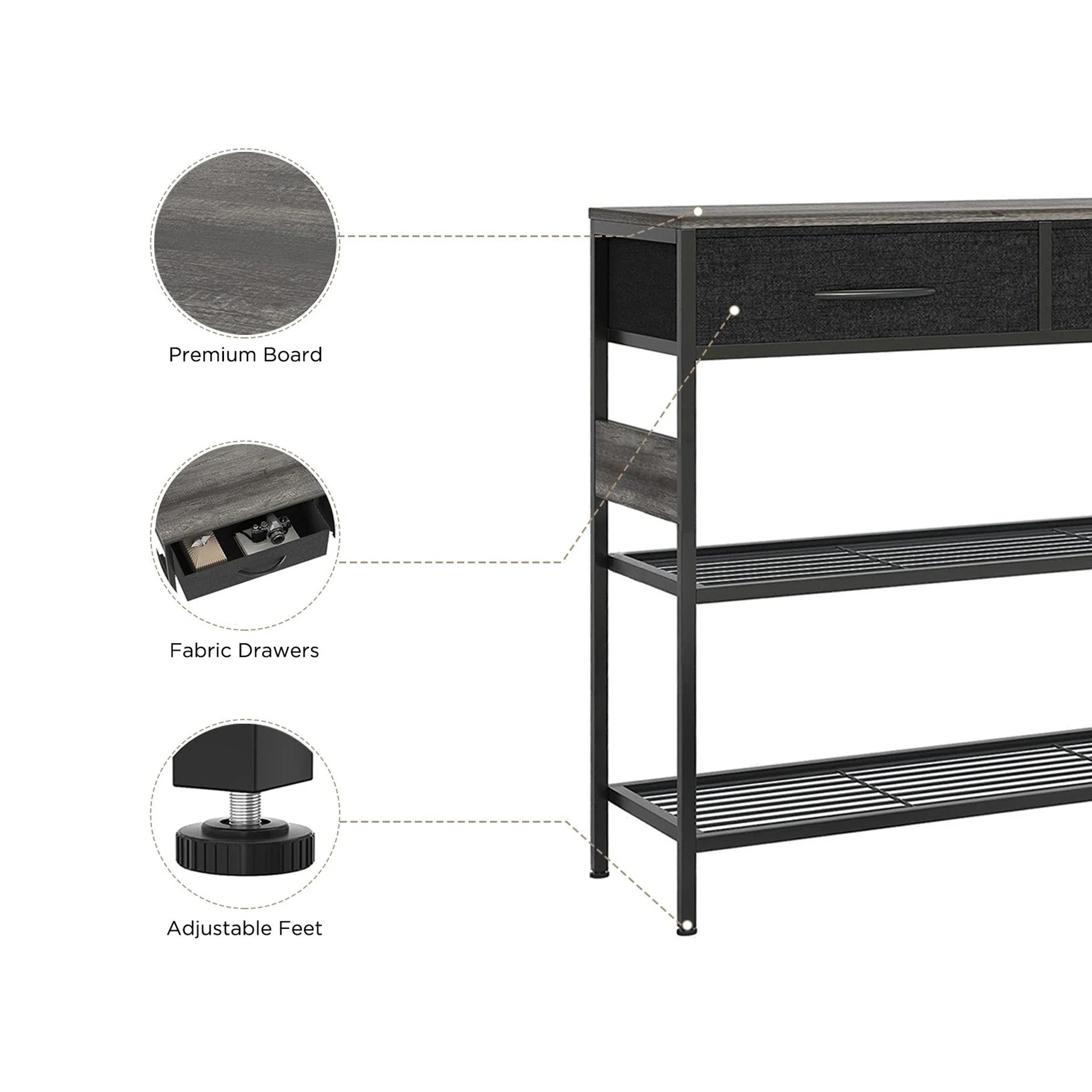 Cuckoo Console Table with 2 Drawers - Gray Oak - Image 8