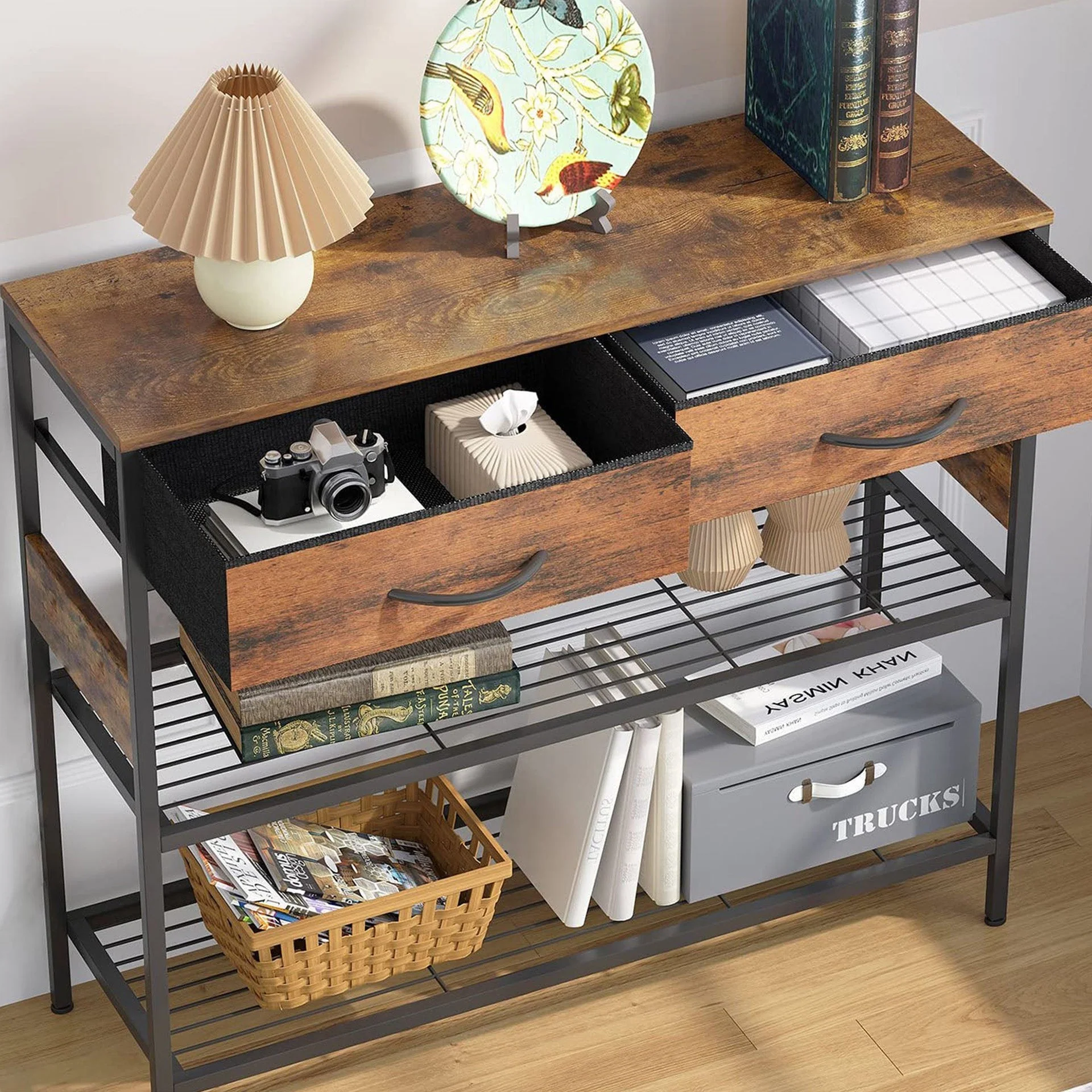 Cuckoo Console Table with 2 Drawers - Rustic Brown - Image 2