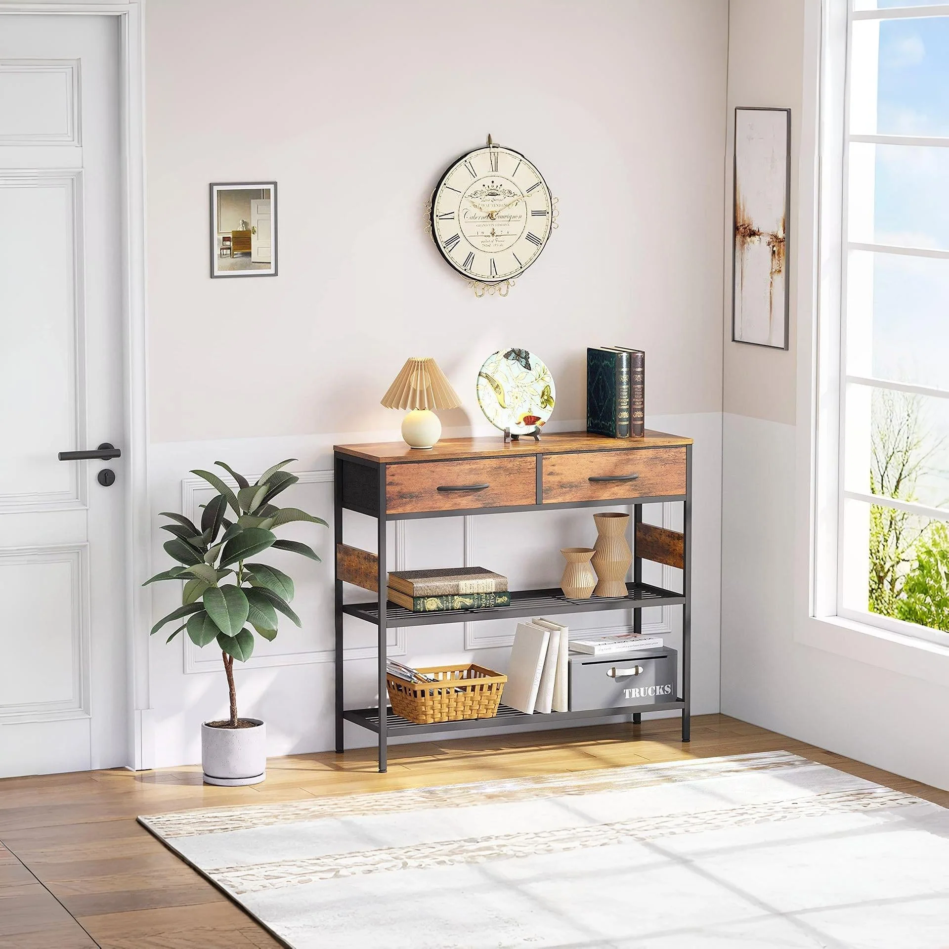 Cuckoo Console Table with 2 Drawers - Rustic Brown - Image 4