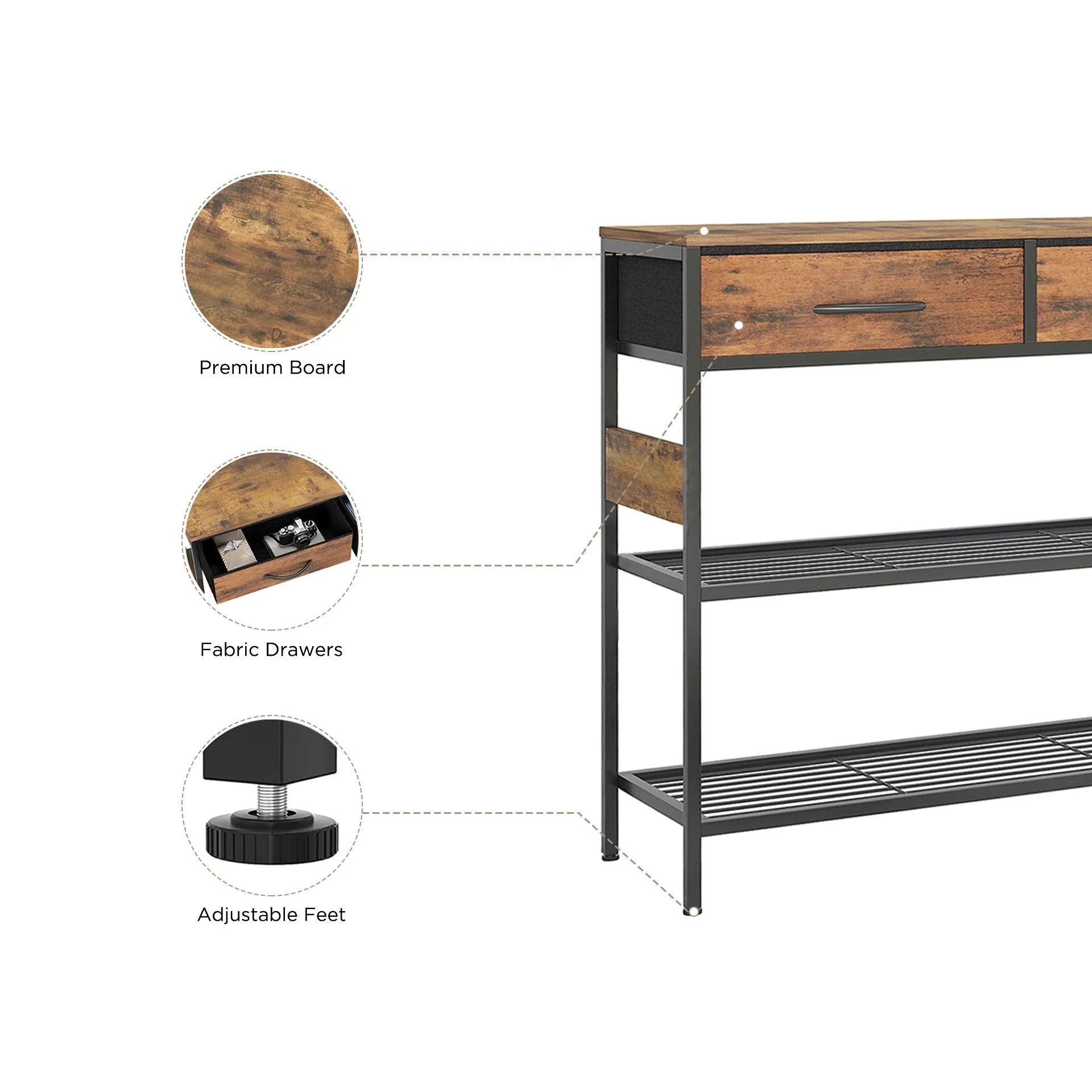 Cuckoo Console Table with 2 Drawers - Rustic Brown - Image 6