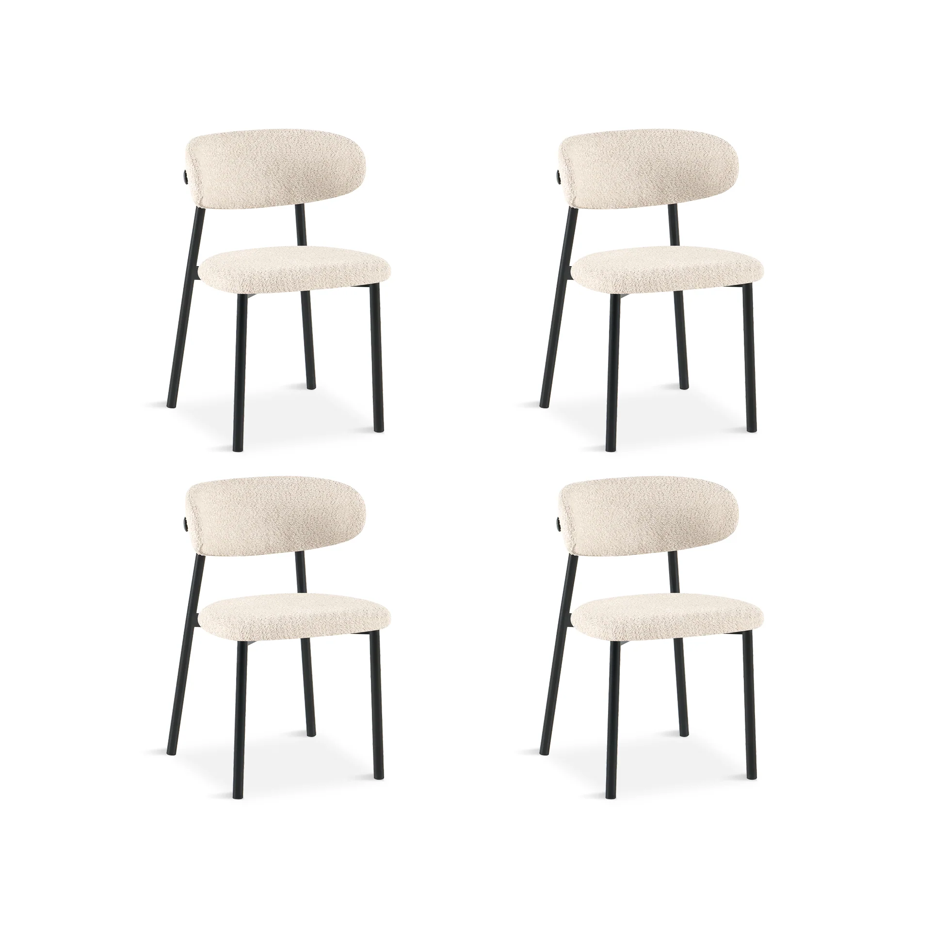 Curvano Fabric Dining Chair Set Of 4 - Beige - Image 10