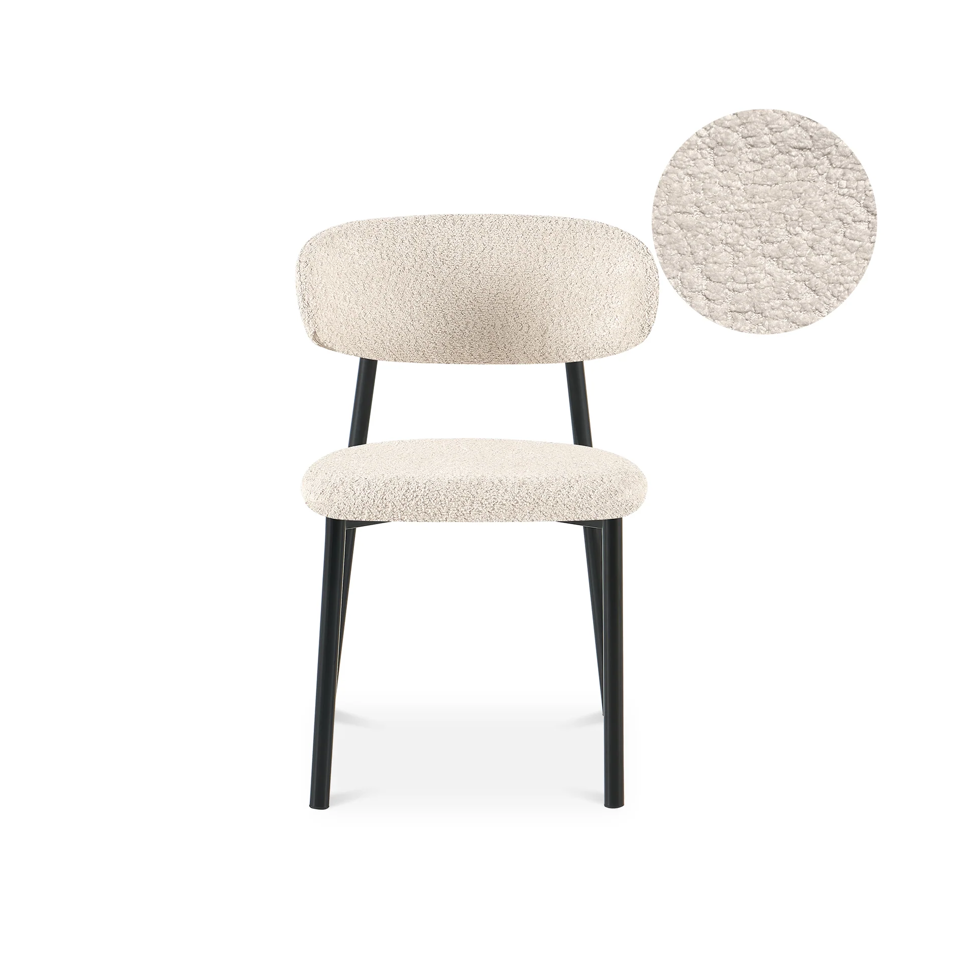 Curvano Fabric Dining Chair Set Of 4 - Beige - Image 11