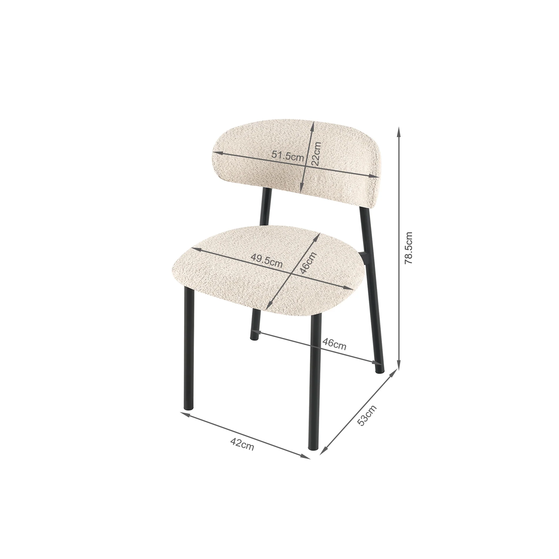 Curvano Fabric Dining Chair Set Of 4 - Beige - Image 15