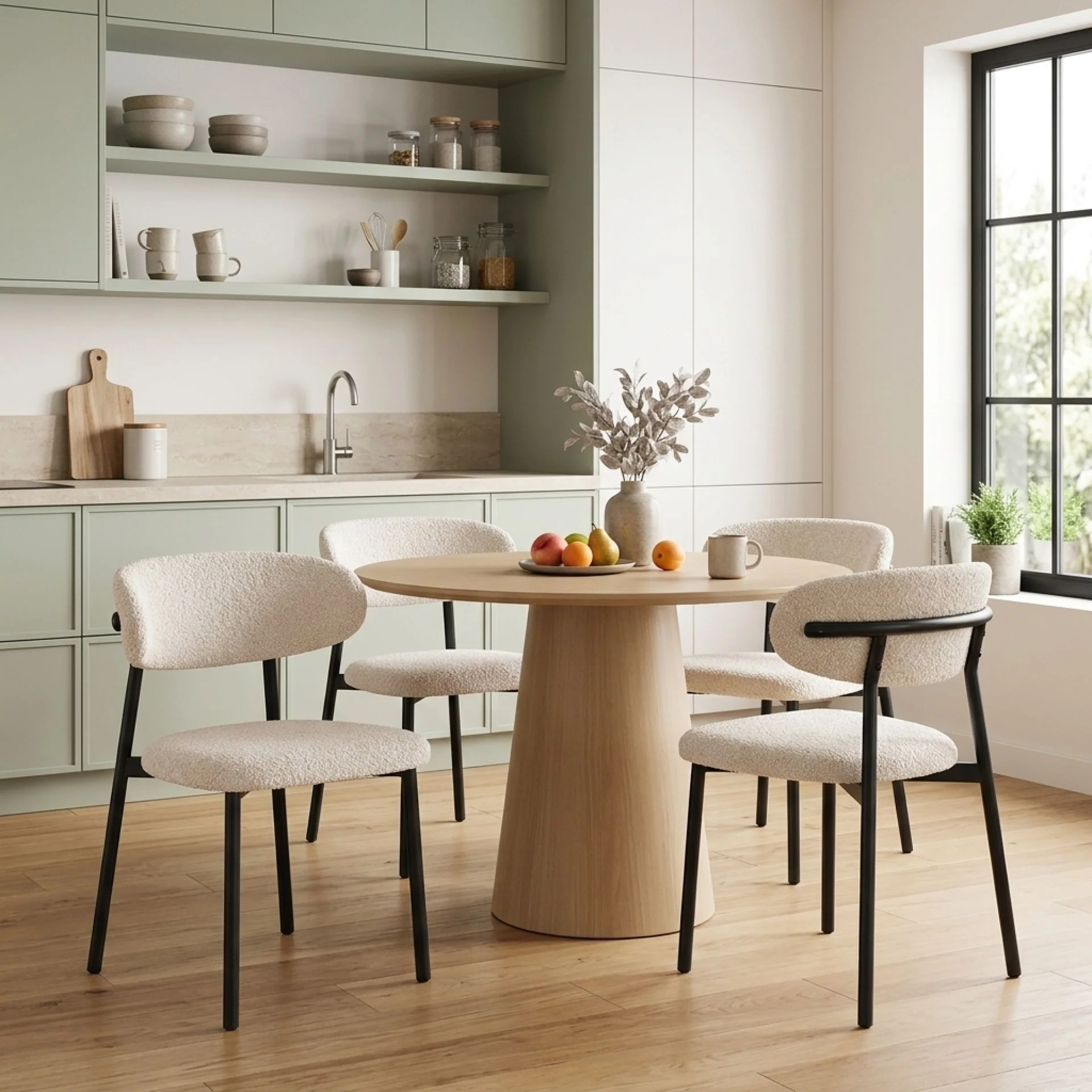 Curvano Fabric Dining Chair Set Of 4 - Beige - Image 7