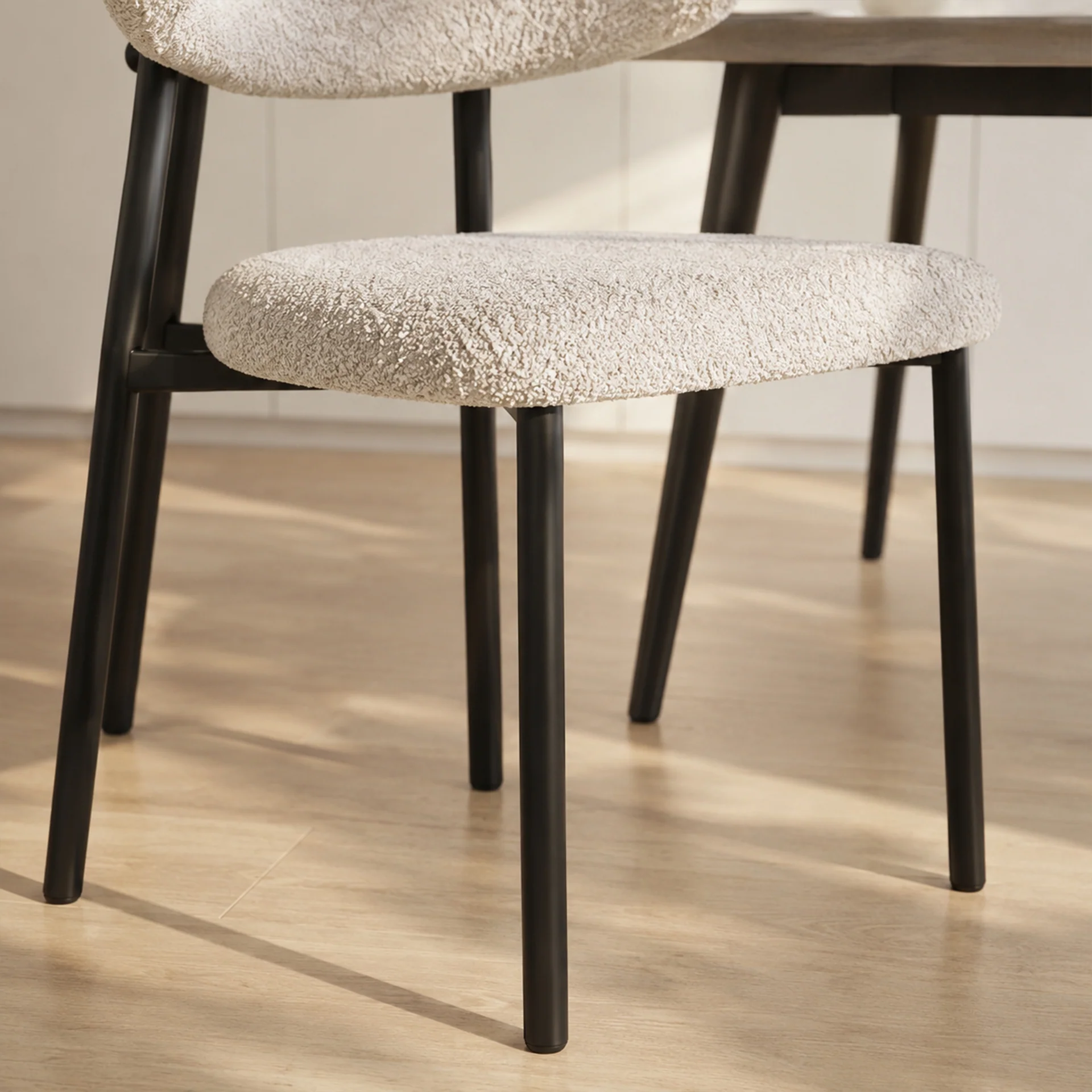Curvano Fabric Dining Chair Set Of 4 - Beige - Image 9