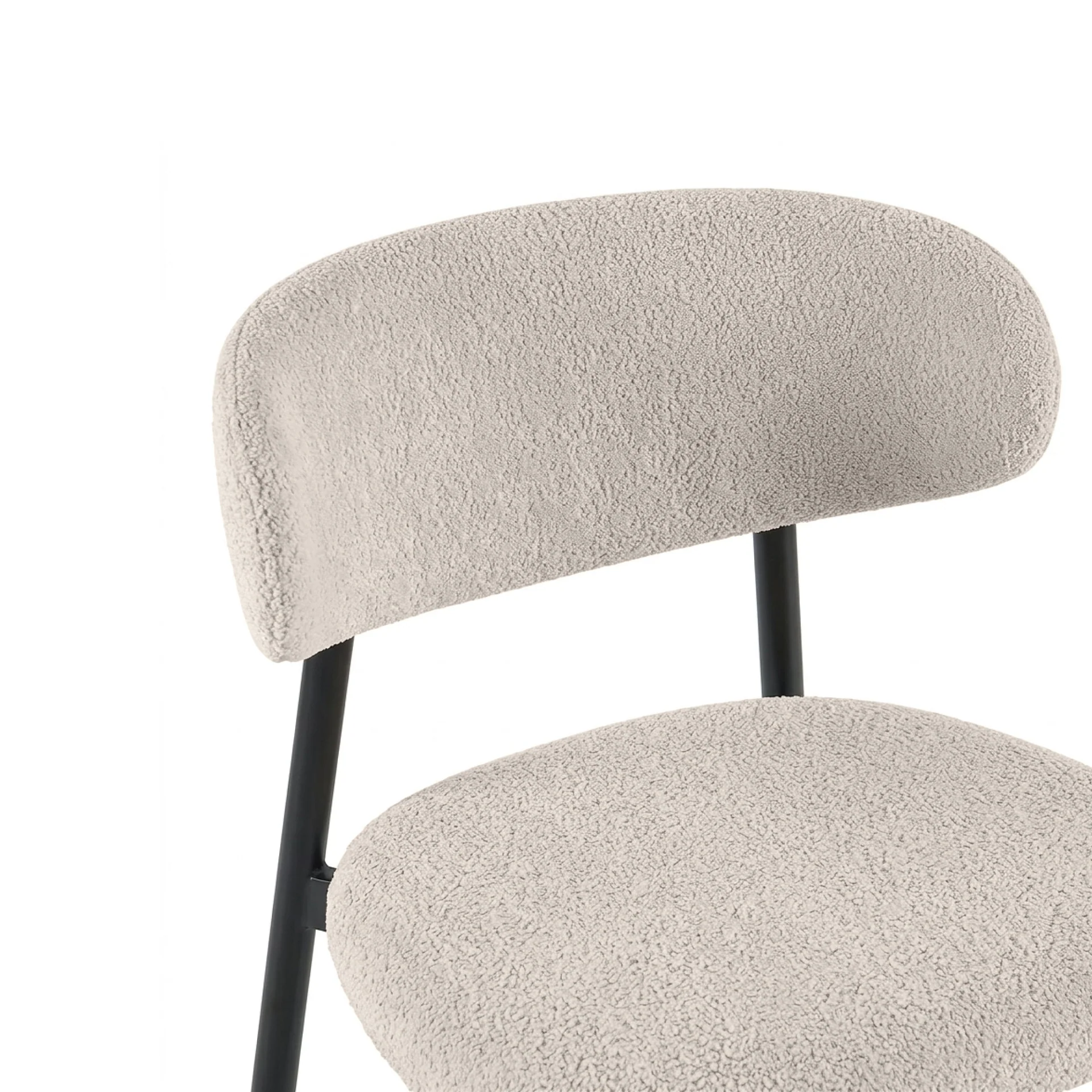 Curvano Teddy Fabric Dining Chair Set Of 4 - Beige - Image 12