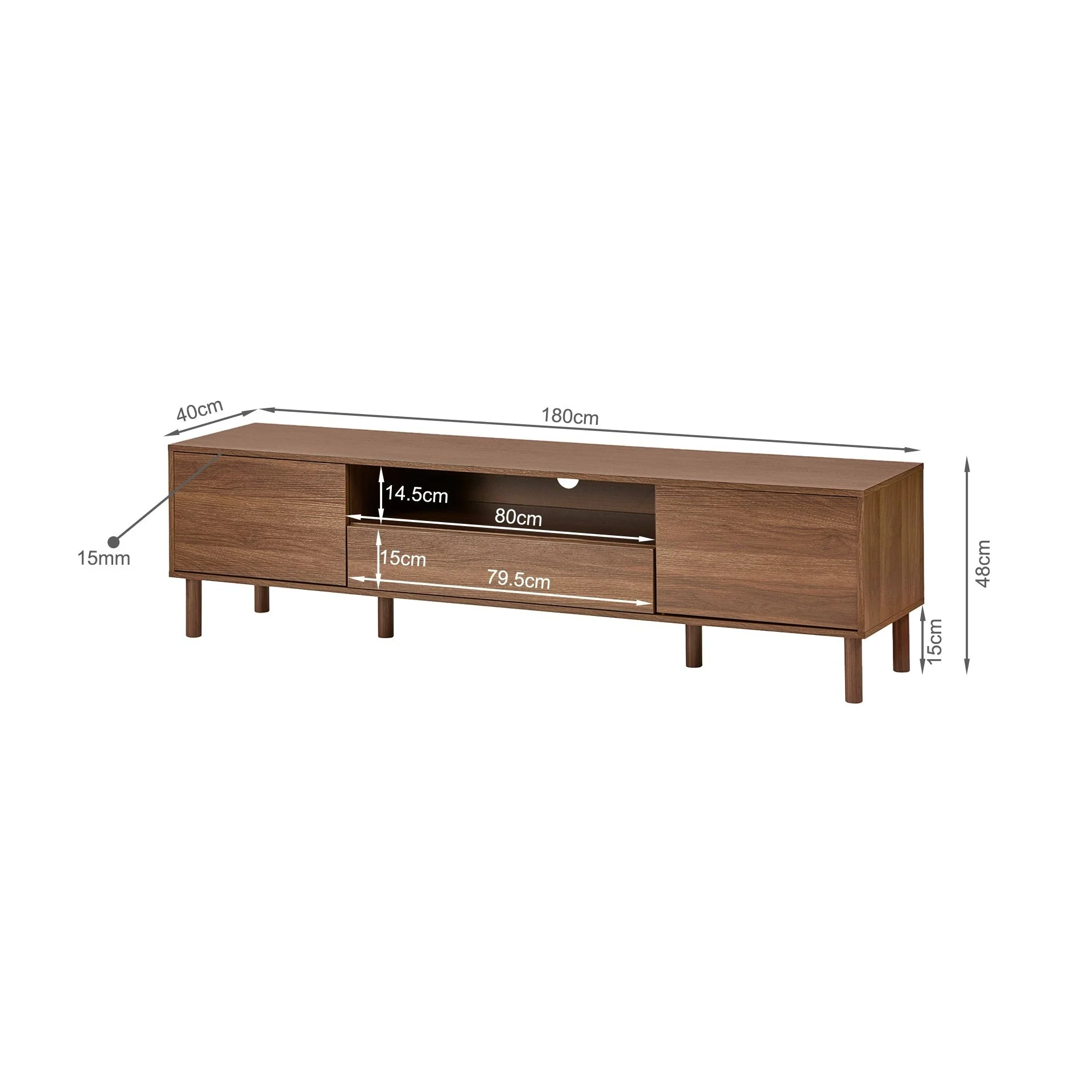 Custer 1.8m Entertainment Unit - Walnut - Image 7