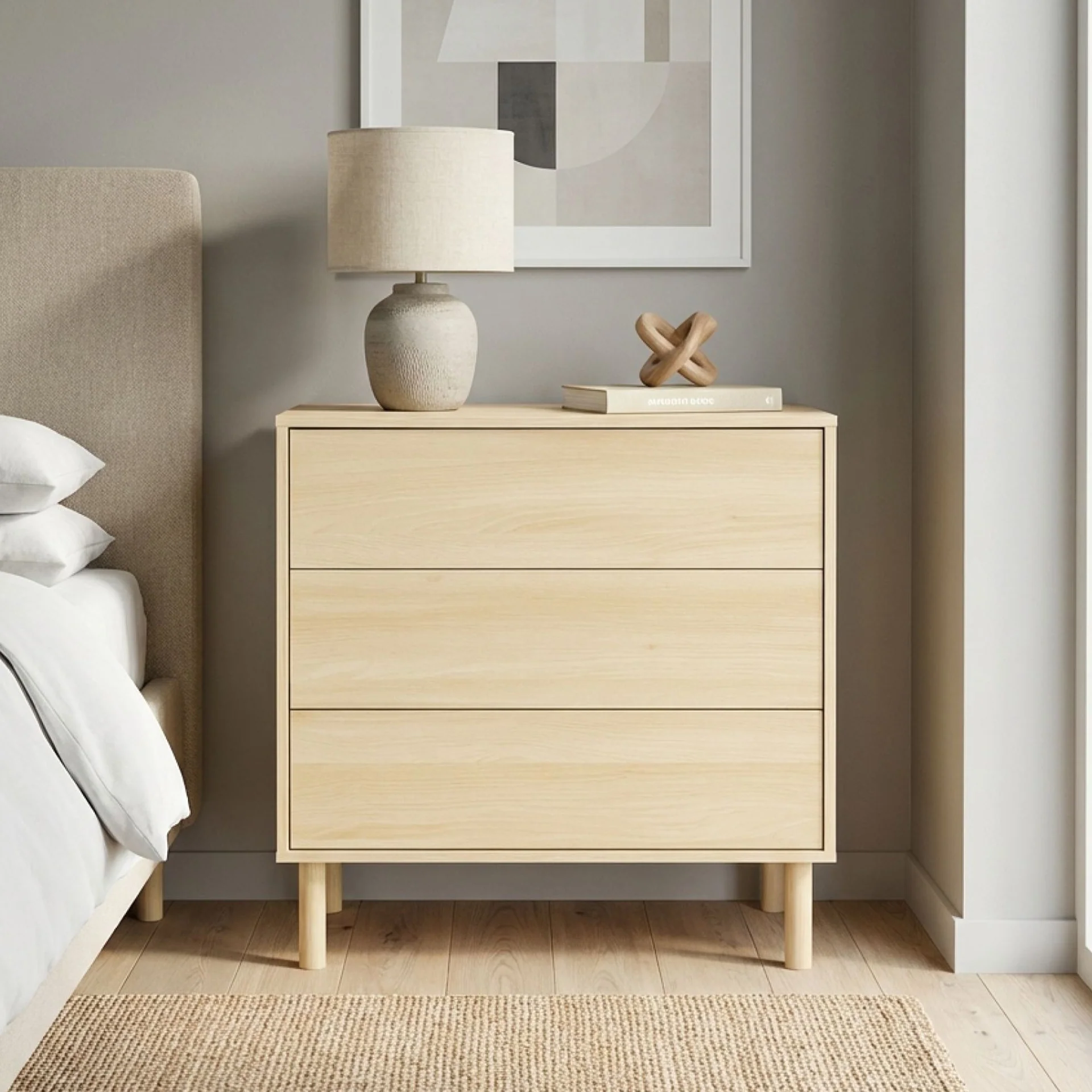 Custer 3 Drawers Tallboy - Oak - Image 3