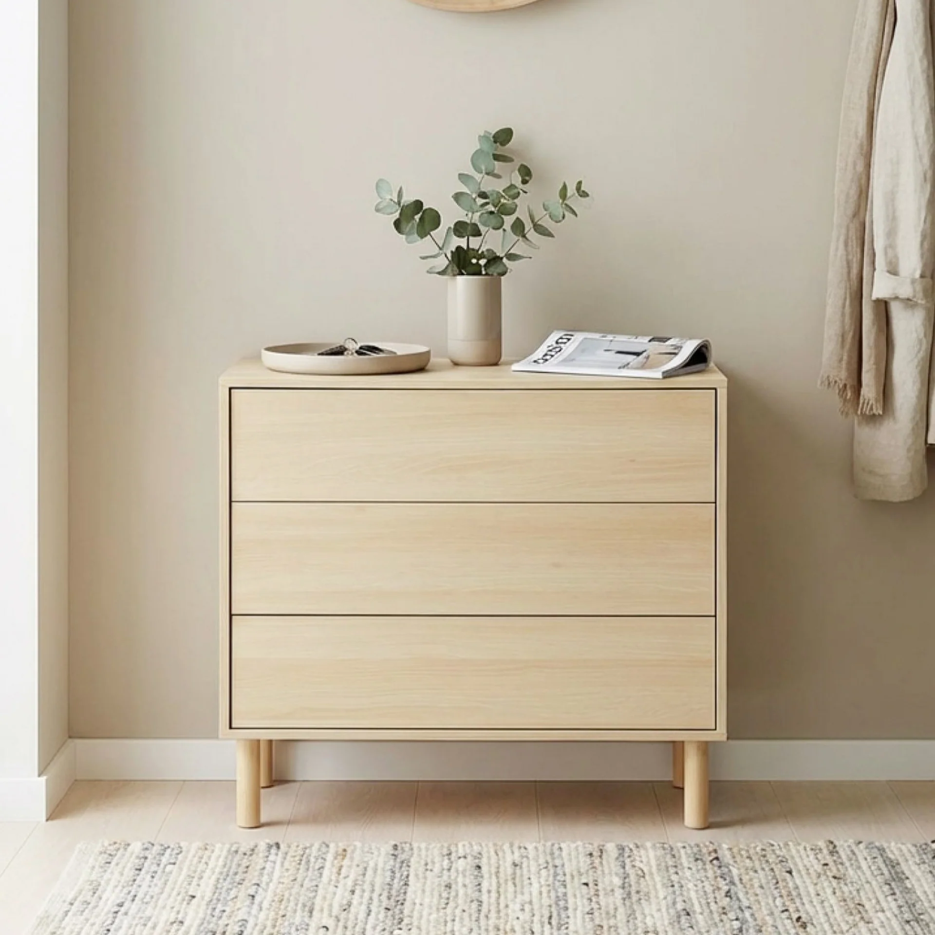 Custer 3 Drawers Tallboy - Oak - Image 4
