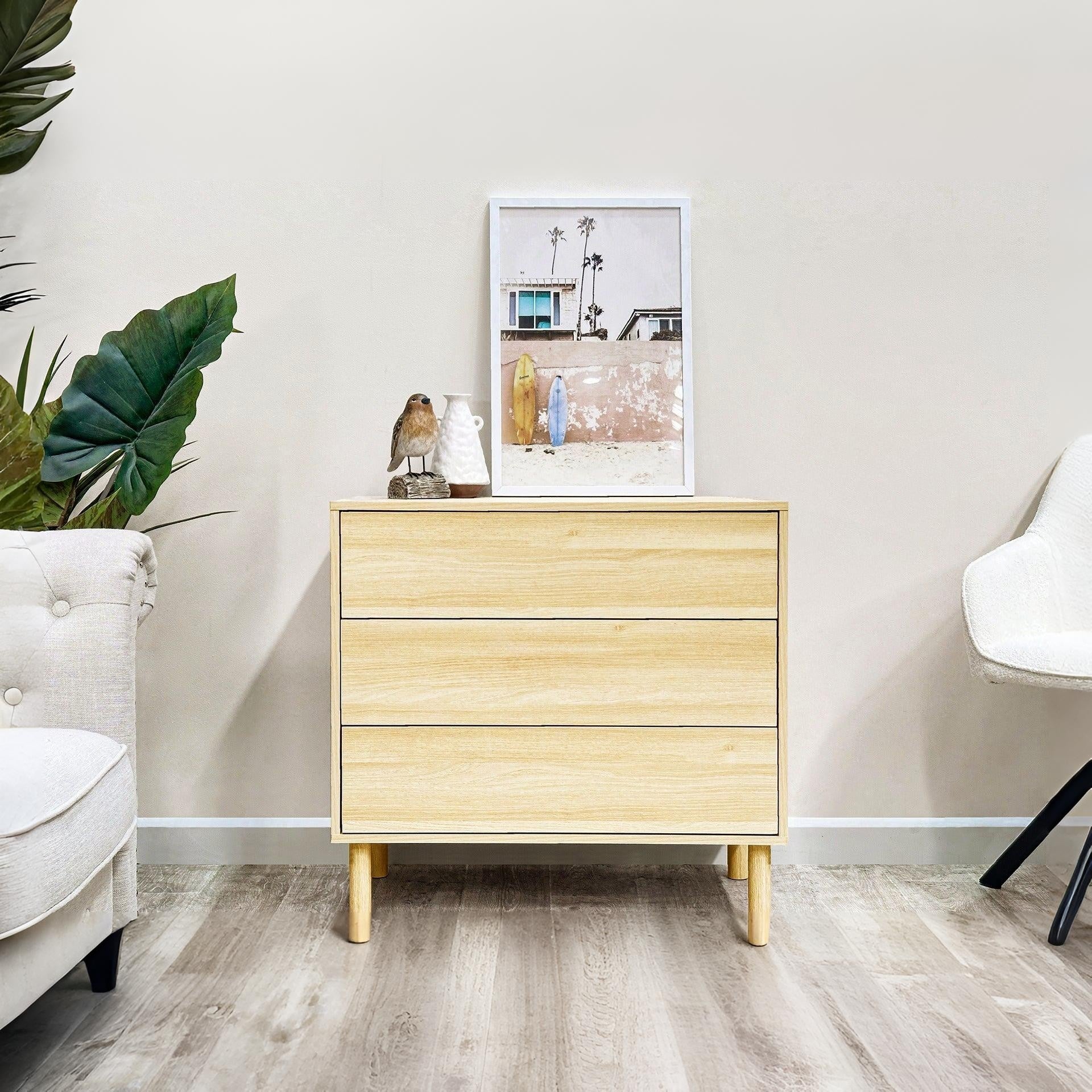 Custer 3 Drawers Tallboy - Oak - Image 6