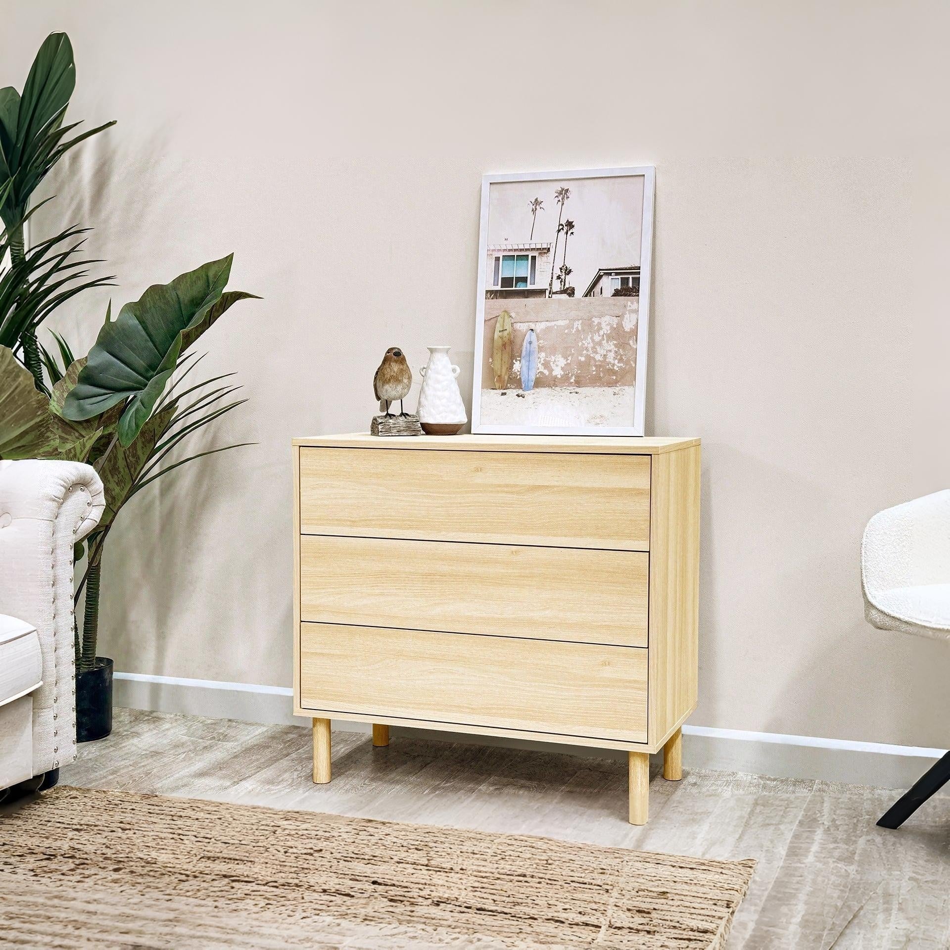 Custer 3 Drawers Tallboy - Oak - Image 7