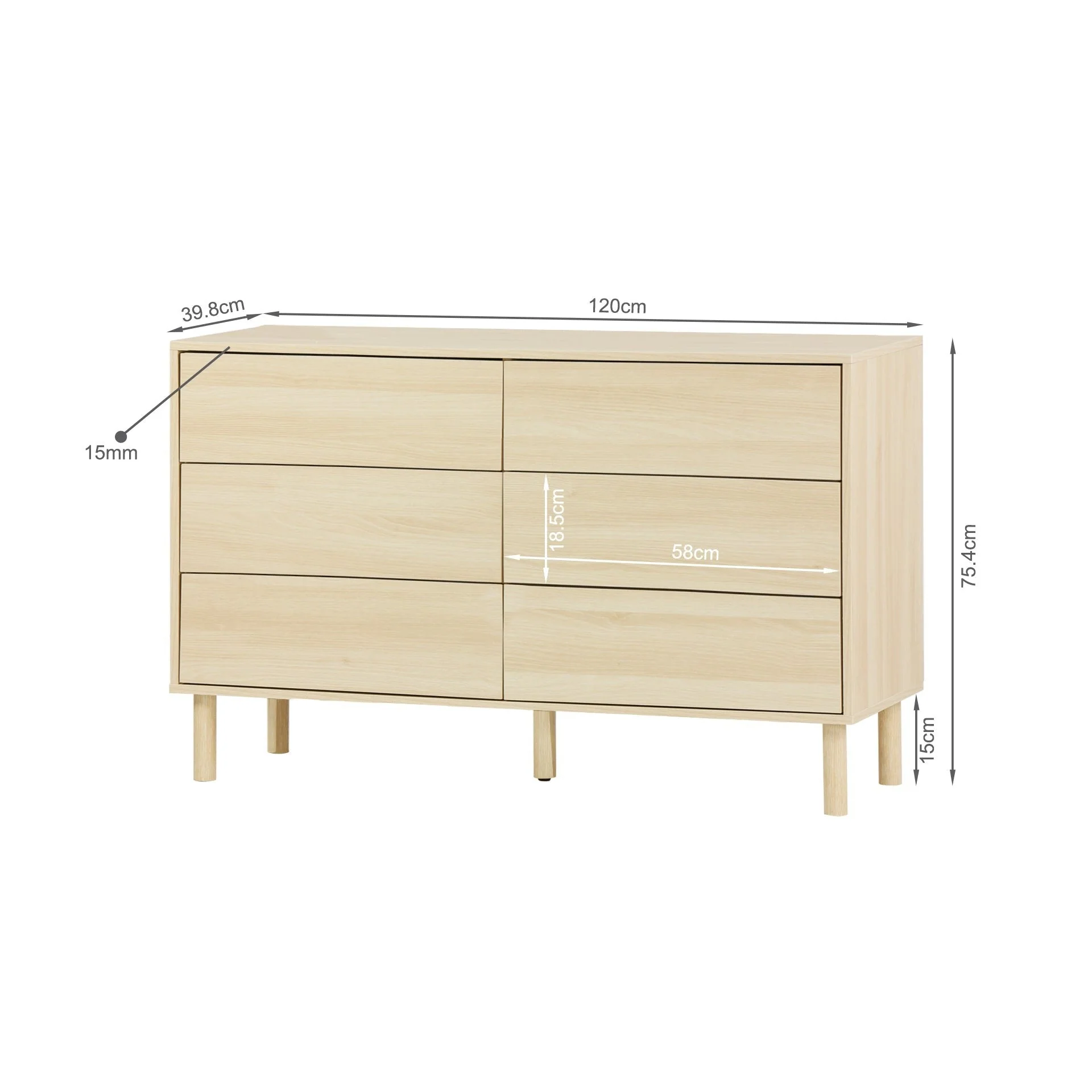 Custer 6 Drawers Lowboy - Oak - Image 14
