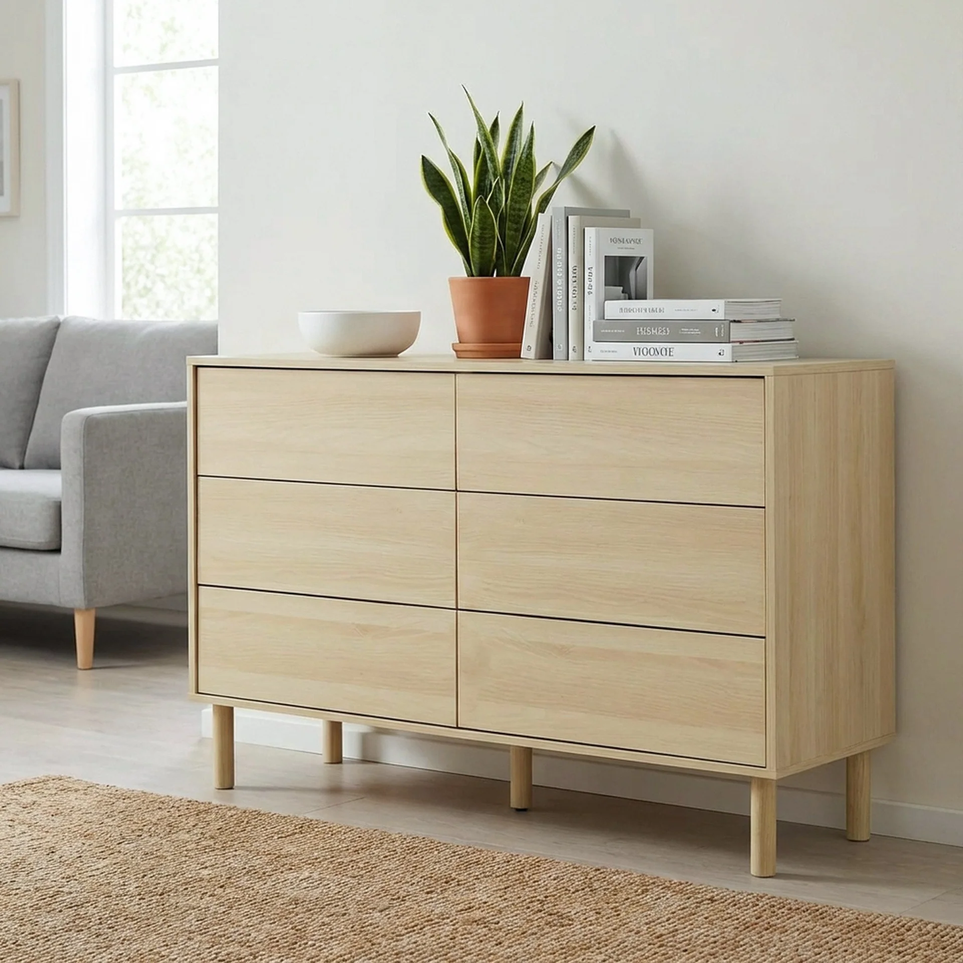 Custer 6 Drawers Lowboy - Oak - Image 5