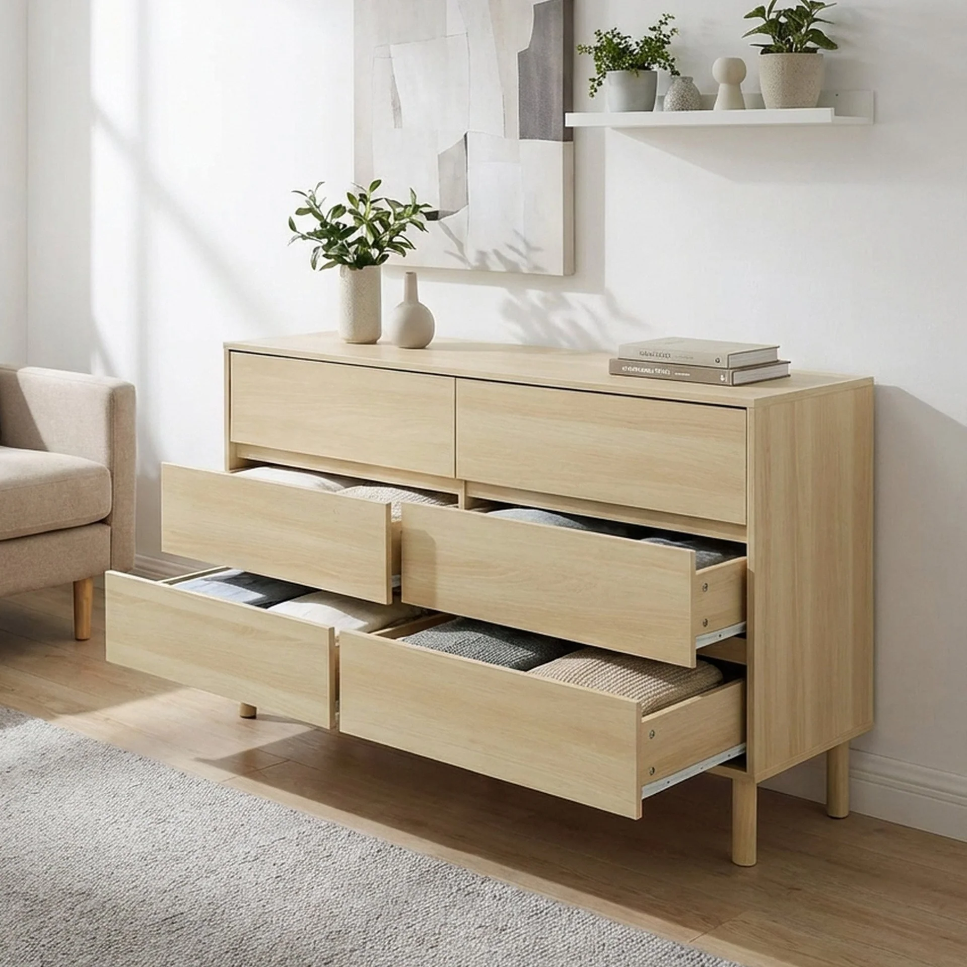 Custer 6 Drawers Lowboy - Oak - Image 9