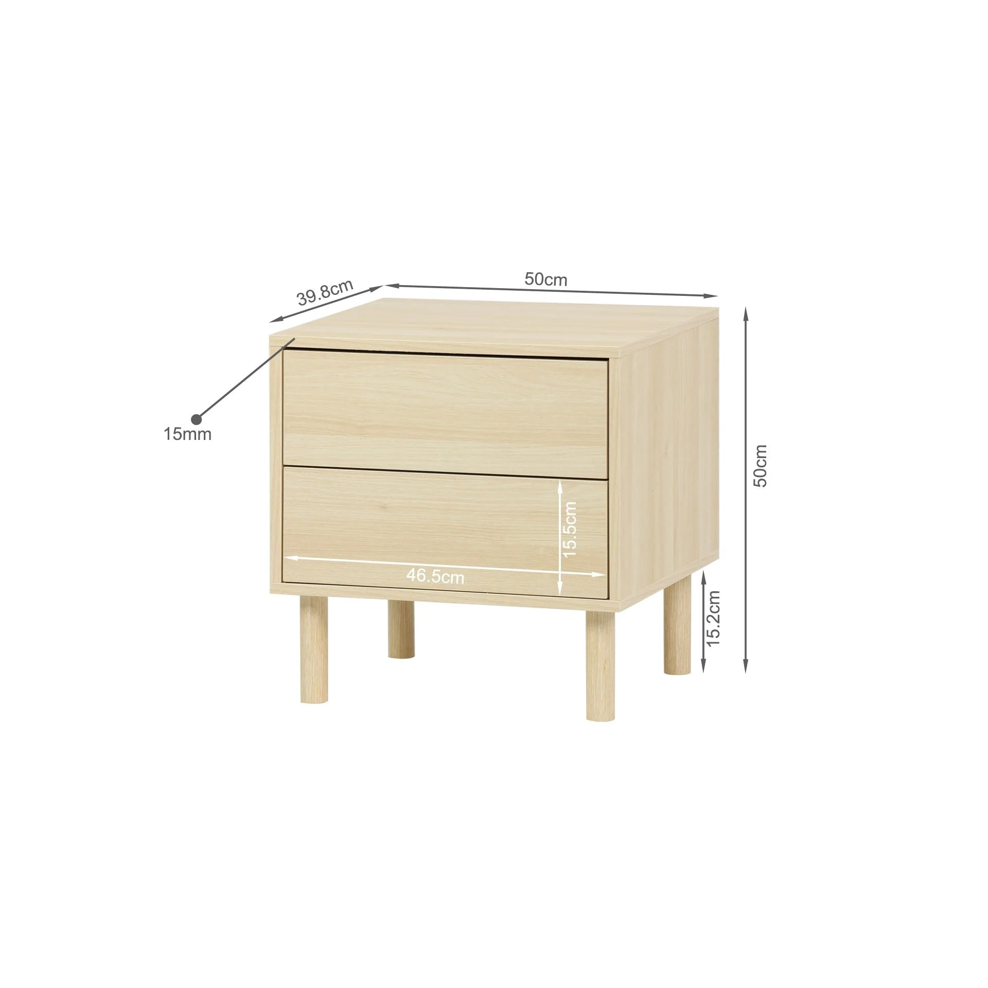 Custer Bedside Table - Oak - Image 9