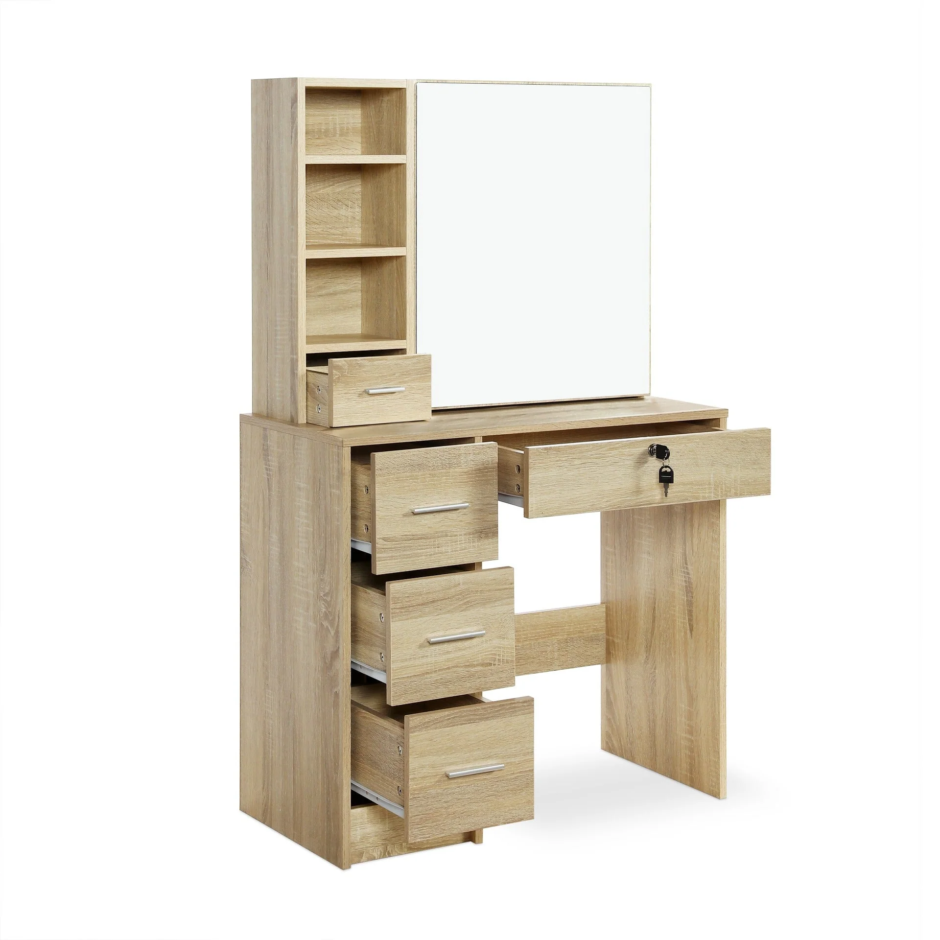 Carnation Dressing Table with Drawers Set - Oak - Image 13