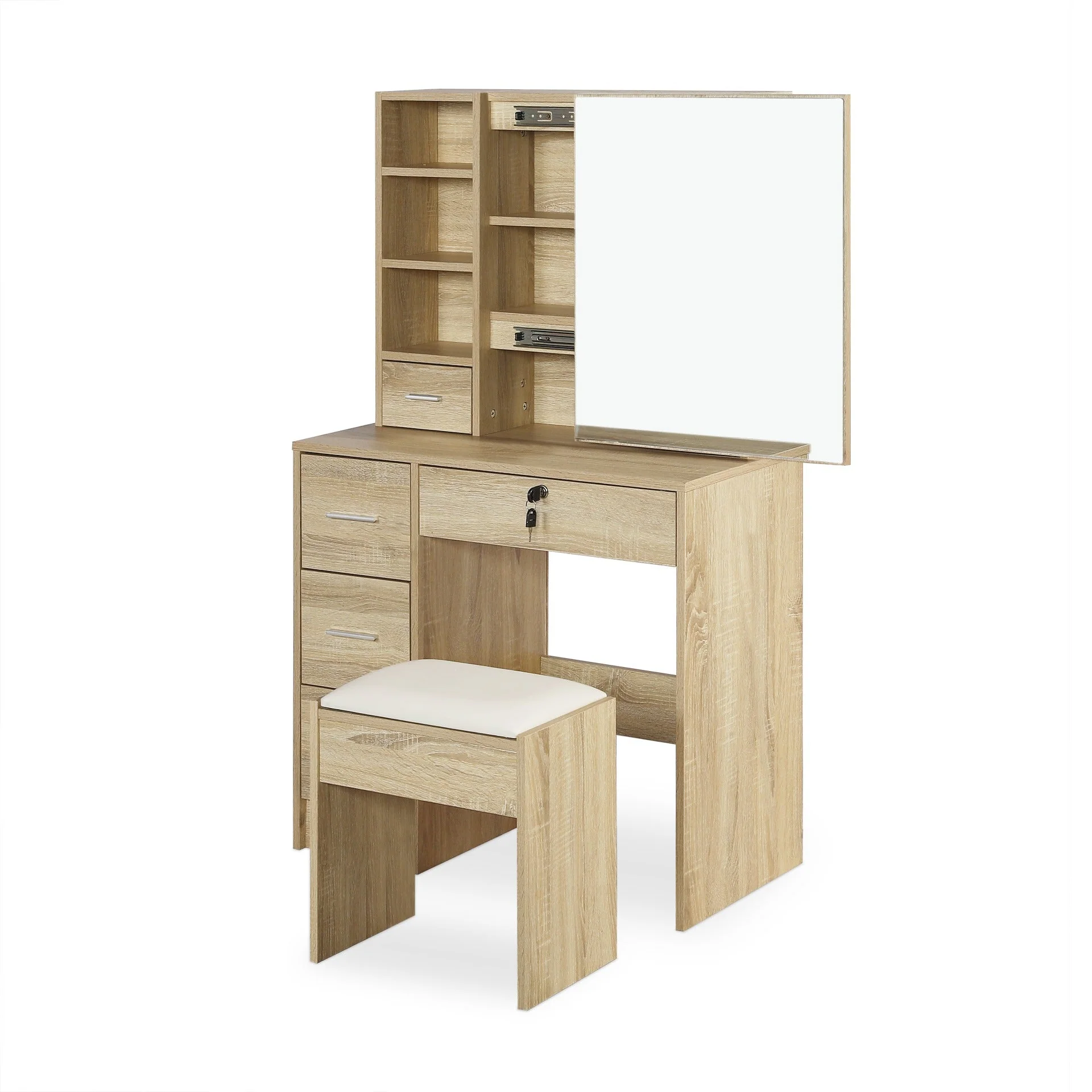 Carnation Dressing Table with Drawers Set - Oak - Image 14