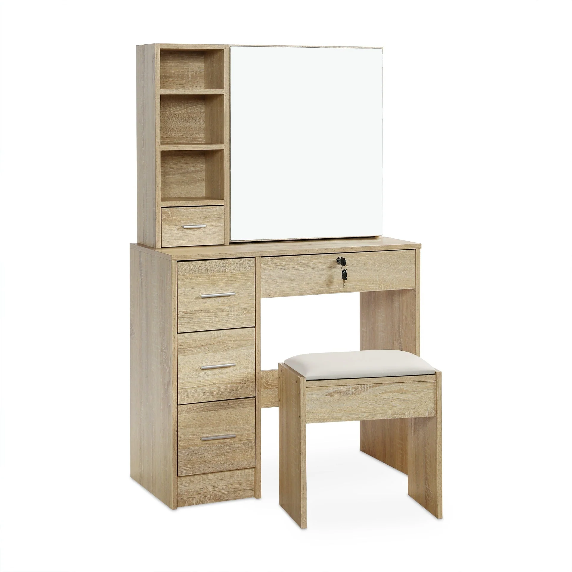 Carnation Dressing Table with Drawers Set - Oak - Image 7