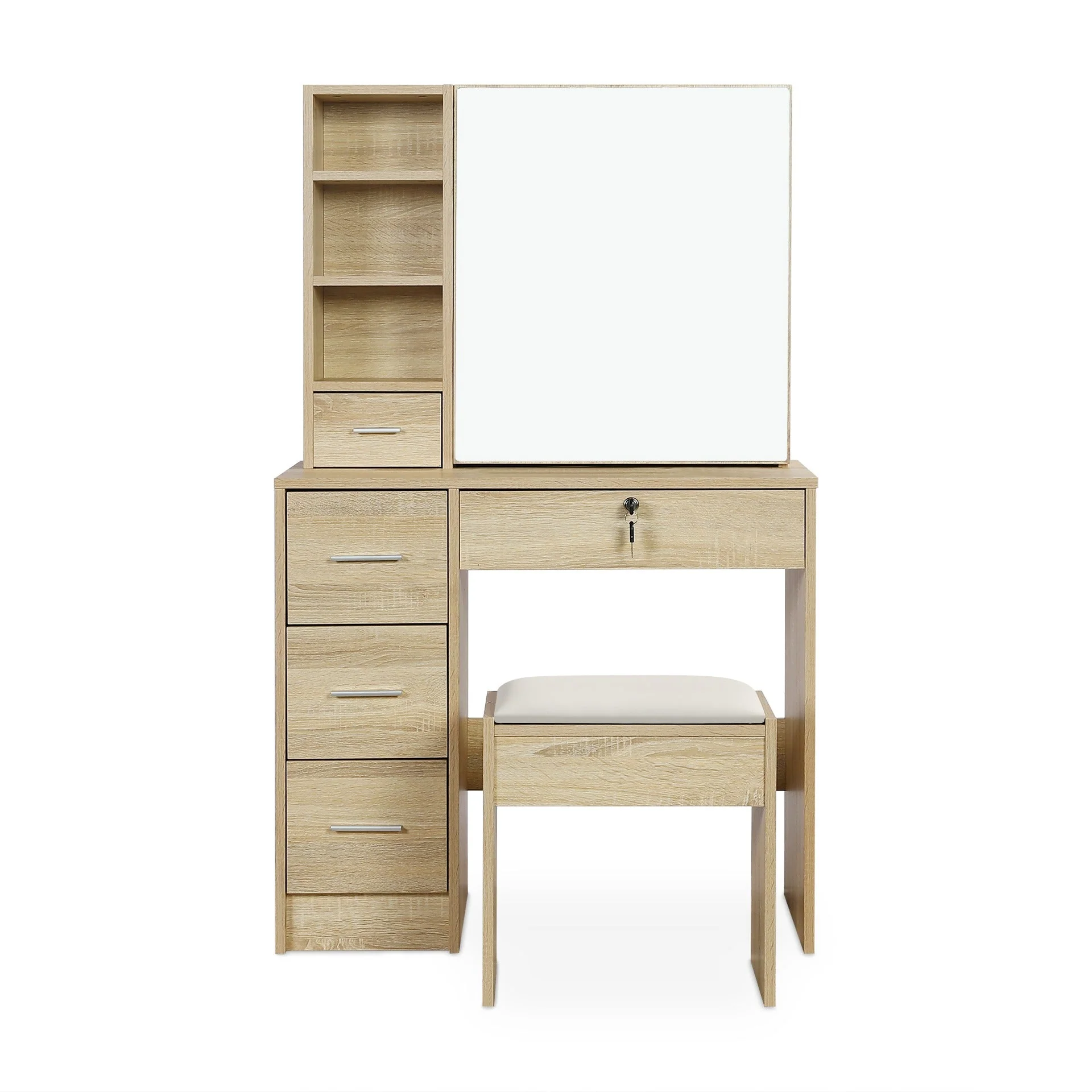 Carnation Dressing Table with Drawers Set - Oak - Image 8