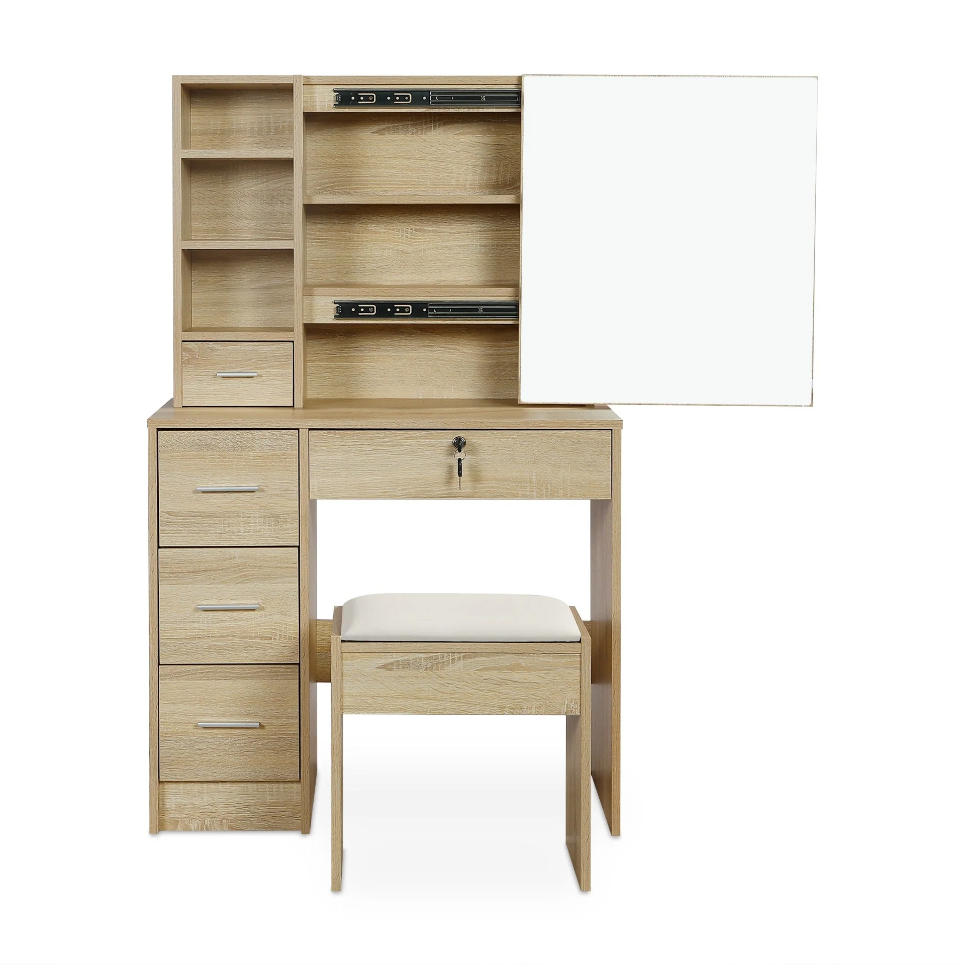 Carnation Dressing Table with Drawers Set - Oak - Image 9