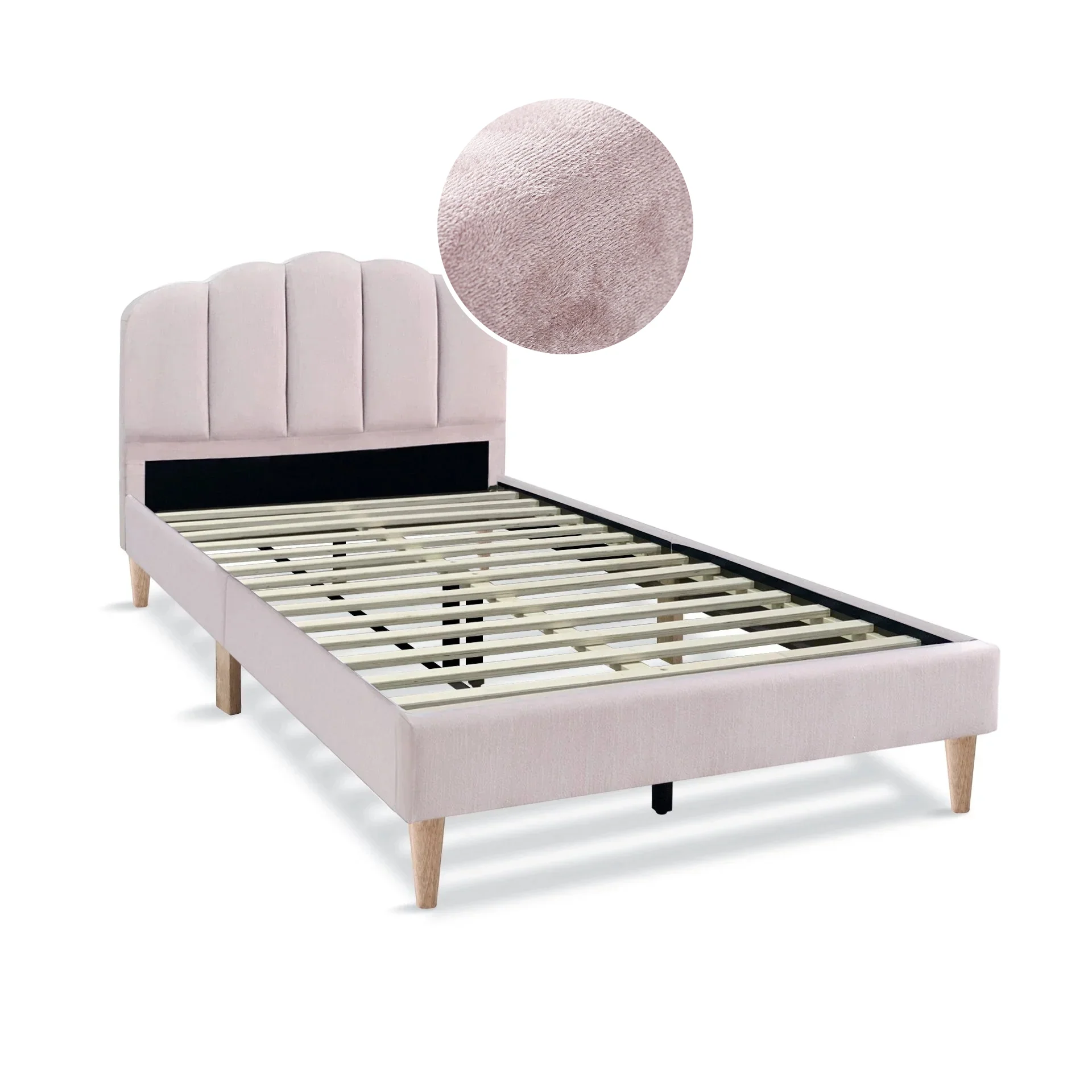 Daisy Velvet King Single Bed Frame - Pink - Image 7
