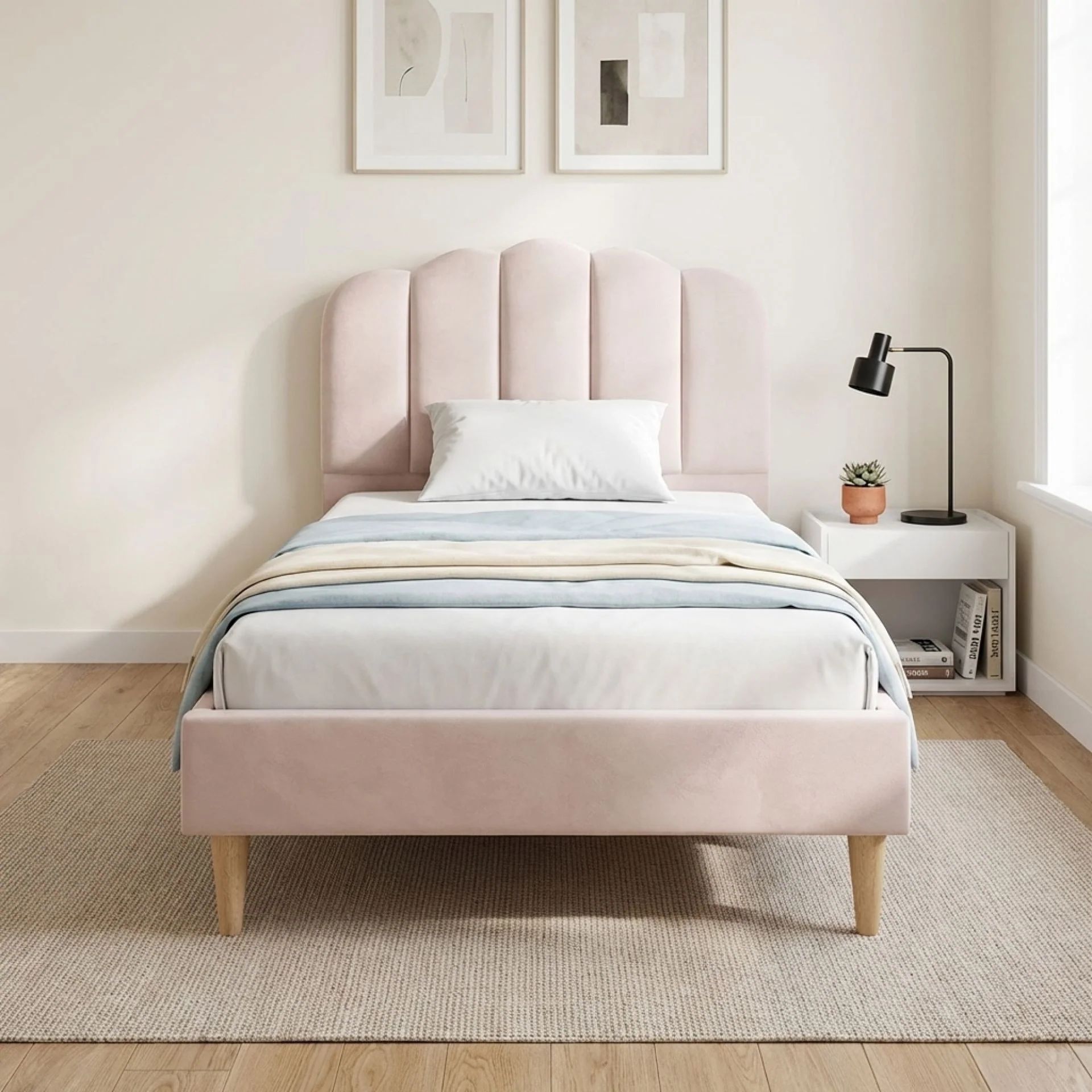 Daisy Velvet Single Bed Frame - Champagne Pink - Image 7