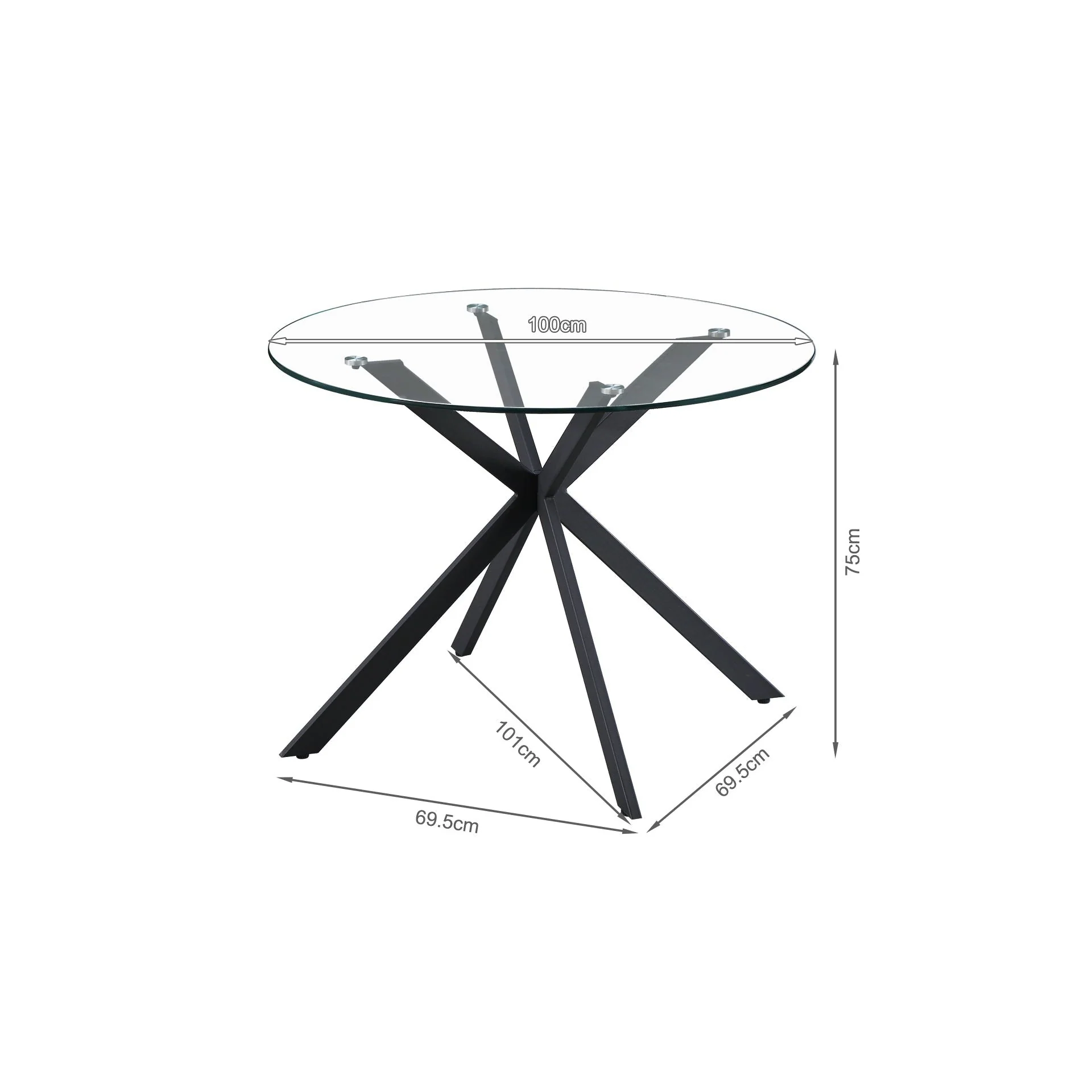 Dale Round Glass Dining Table 100 X 75cm - Image 6