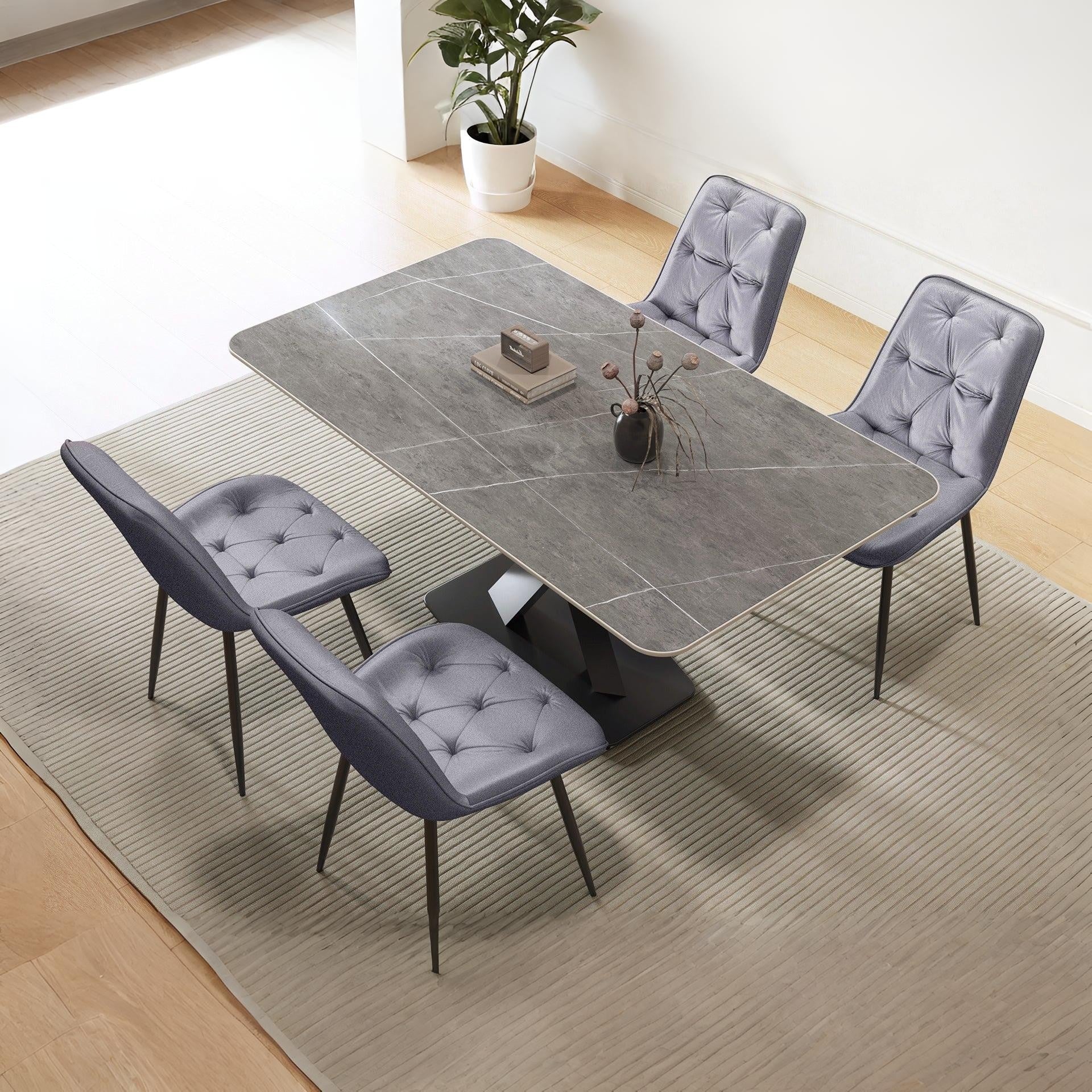 Dallas Dining Chair - Set of 4 - Dark Grey + Black - Image 3