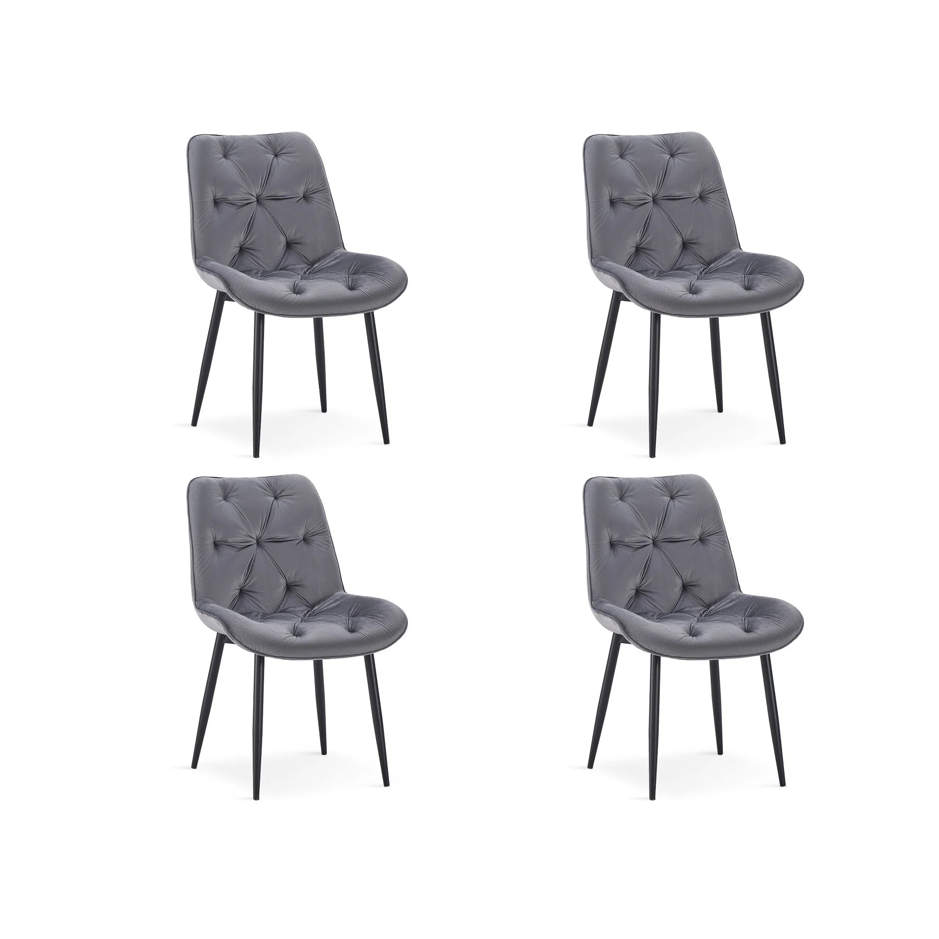 Dallas Dining Chair - Set of 4 - Dark Grey + Black - Image 4