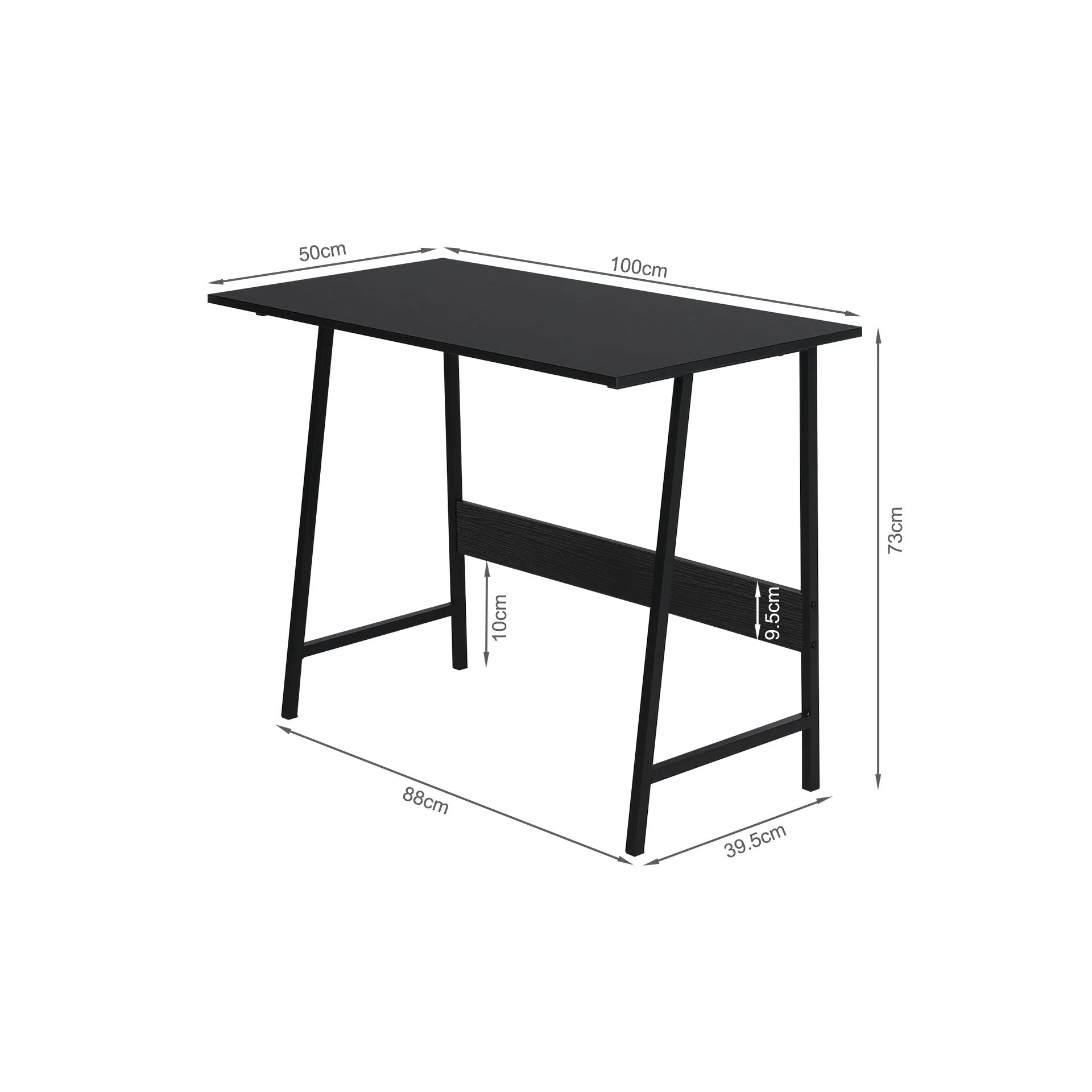 Daniel 100cm Computer Desk - Black - Image 5
