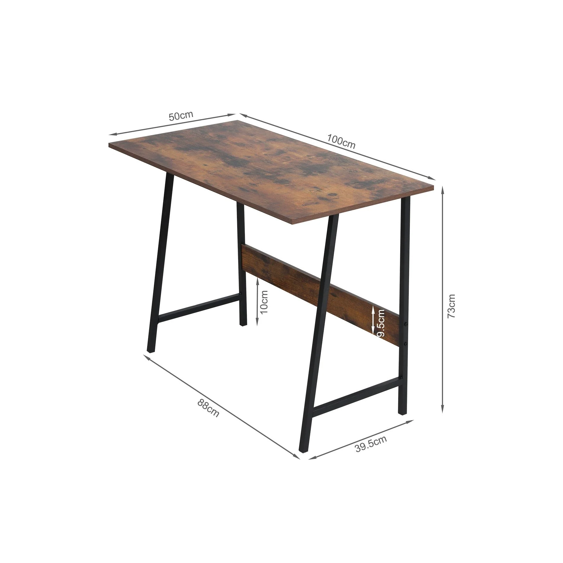 Daniel 100cm Computer Desk - Rustic Brown + Black - Image 5
