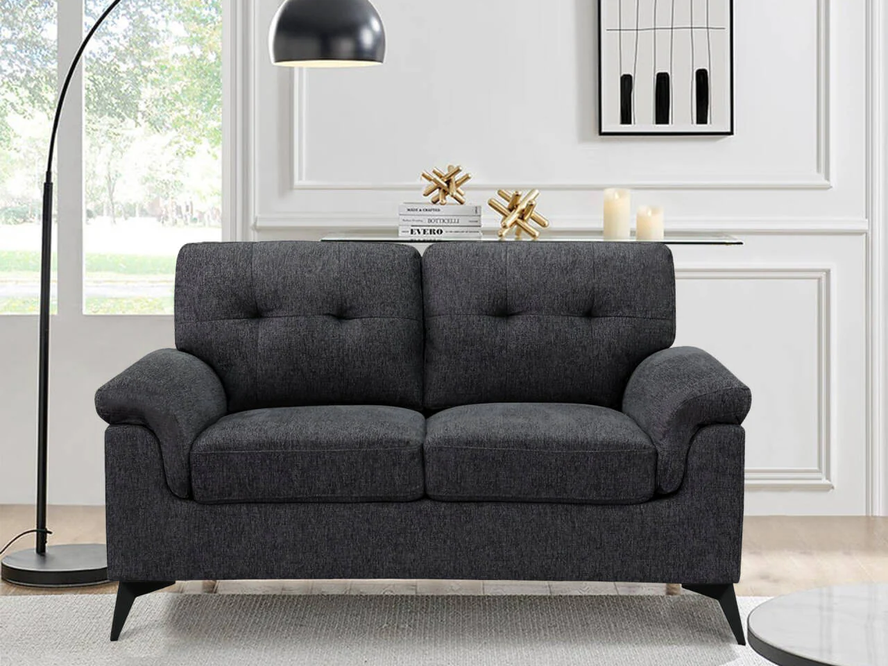 Darien 2 Seater Sofa - Dark Grey - Image 2