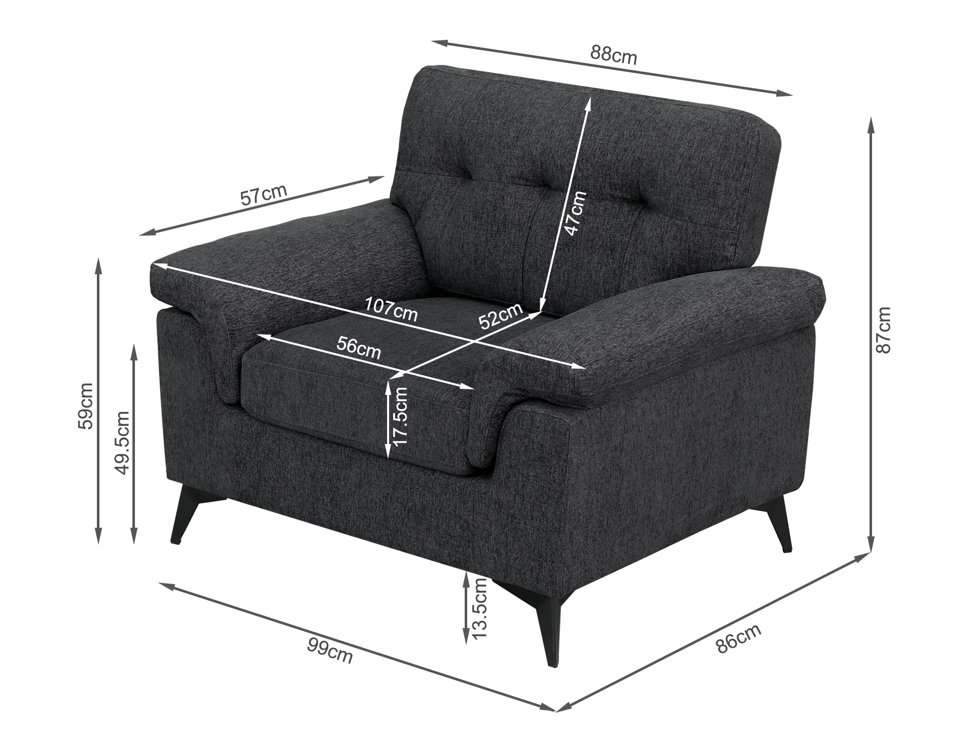Darien Occasional Chair - Dark Grey - Image 6