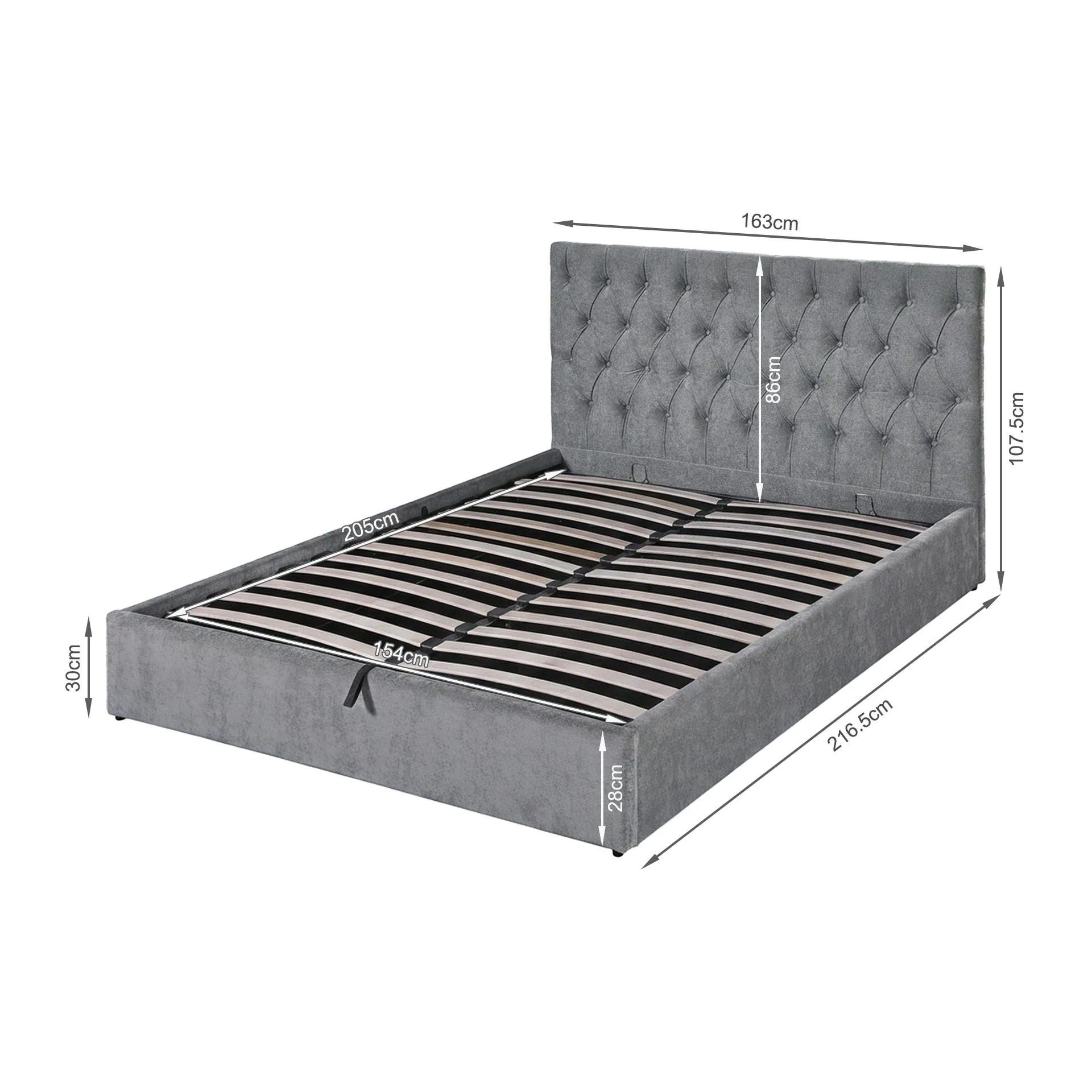 Daro Queen Gas Lift Bed Frame - Grey - Image 14