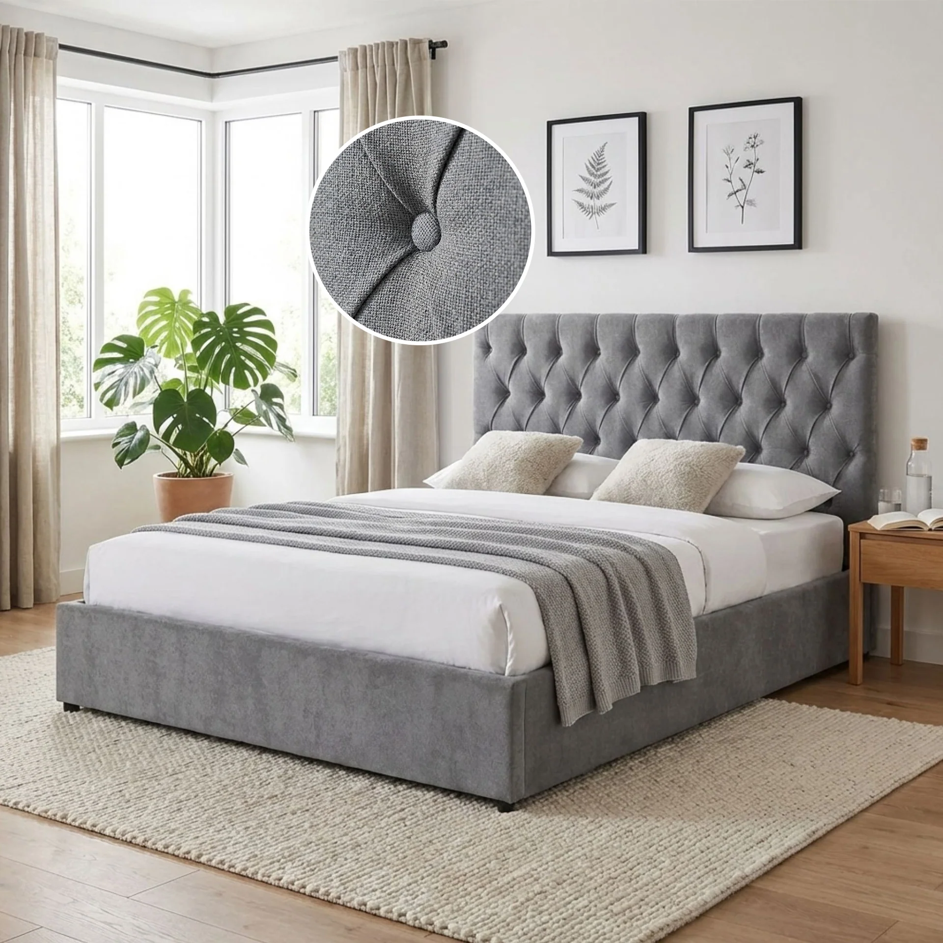 Daro Queen Gas Lift Bed Frame - Grey - Image 2