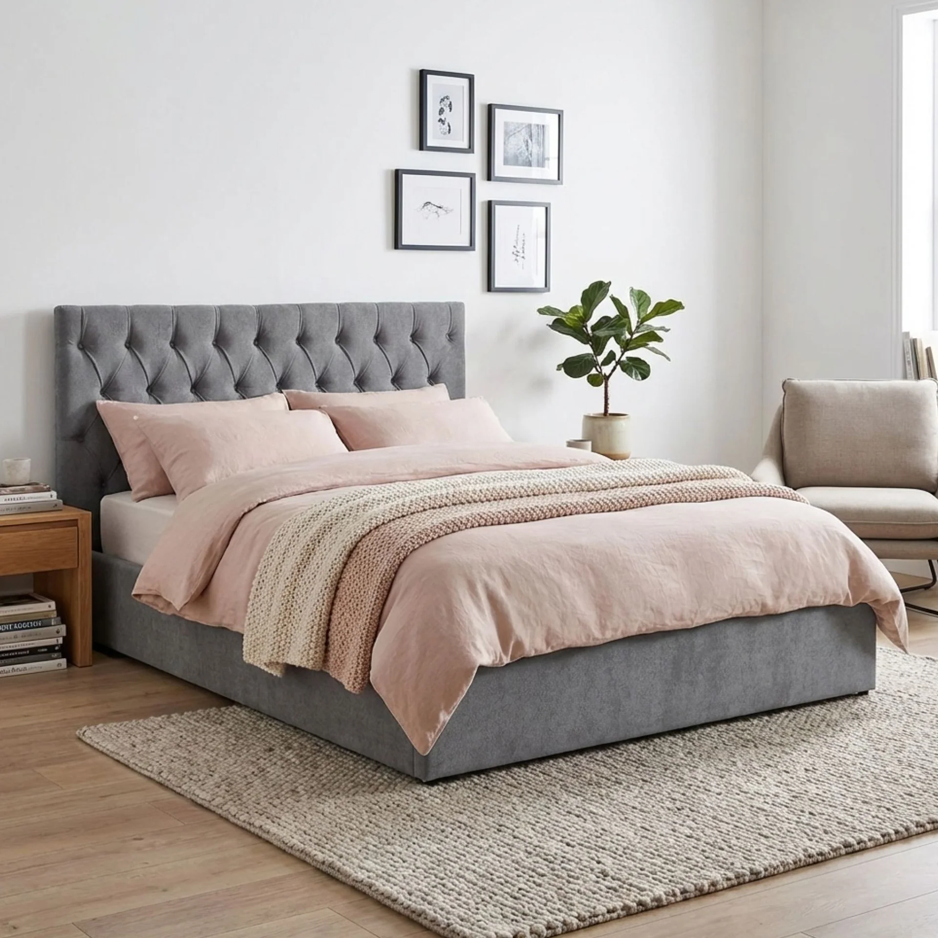 Daro Queen Gas Lift Bed Frame - Grey - Image 4