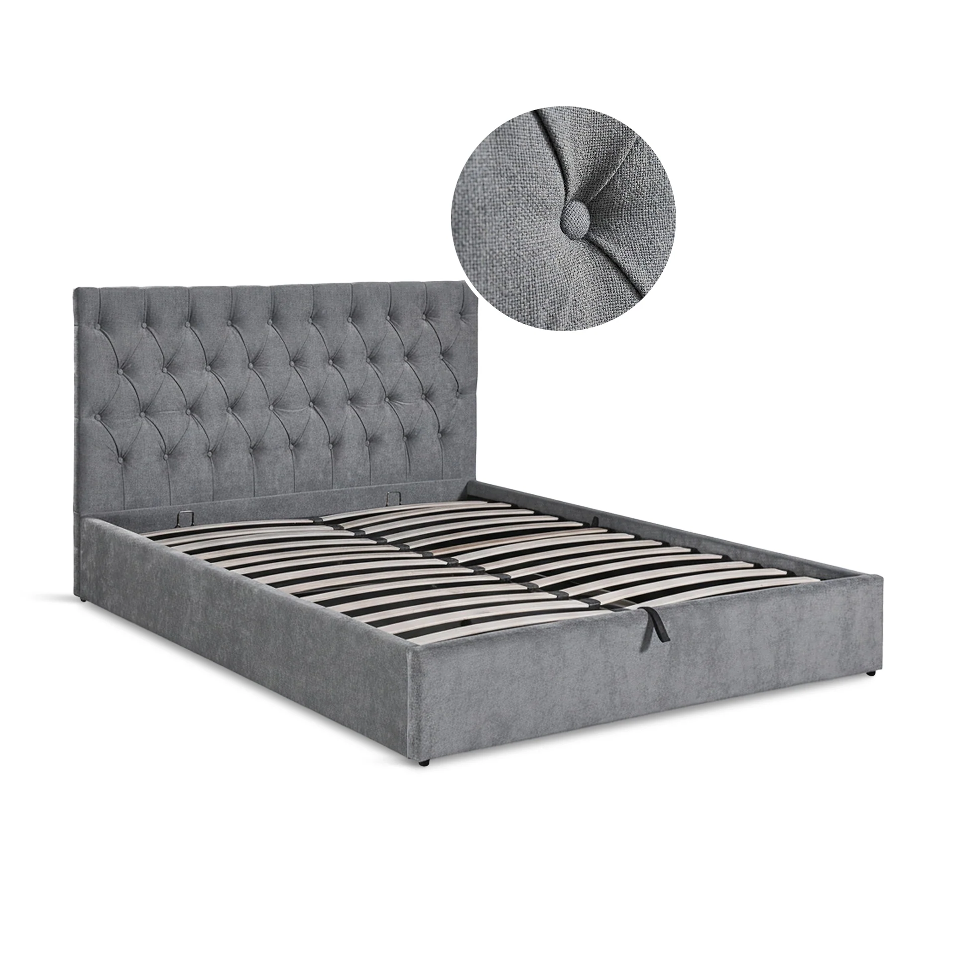Daro Queen Gas Lift Bed Frame - Grey - Image 7
