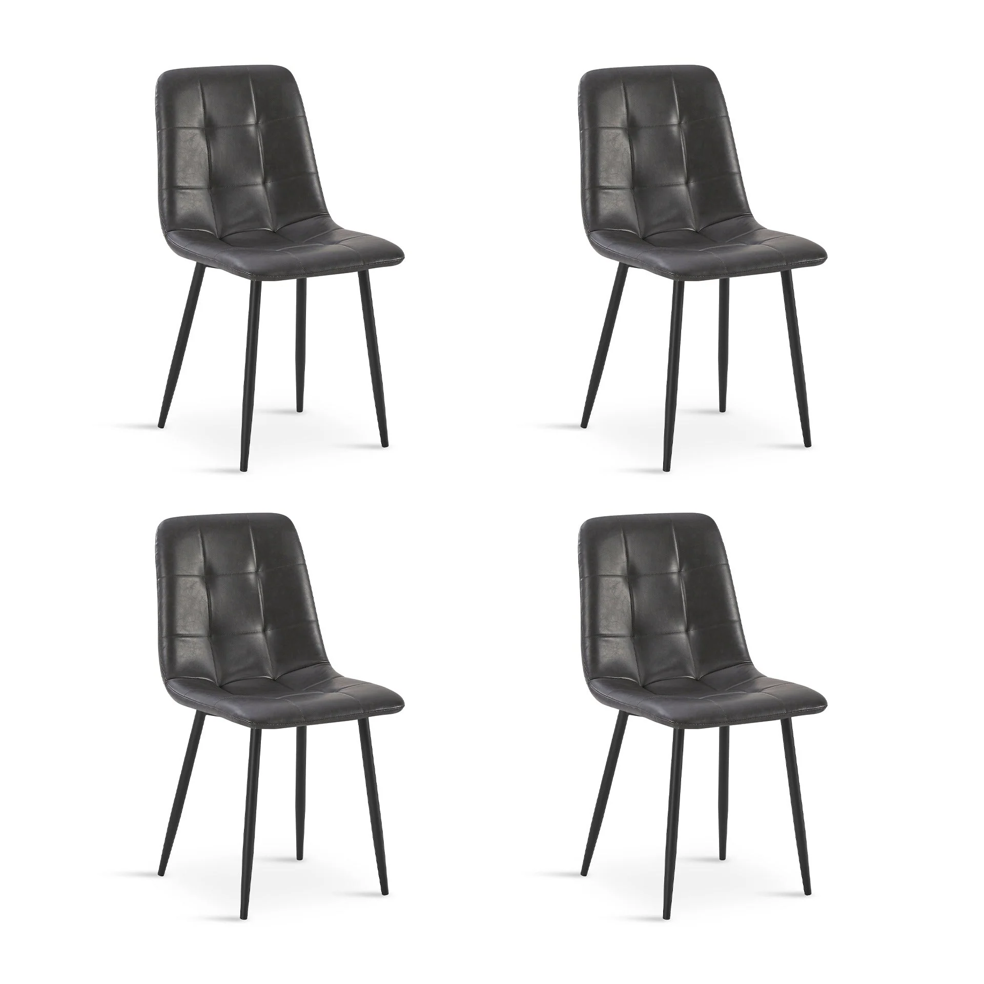 David PU Leather Dining Chair - Set of 4 - Grey - Image 9