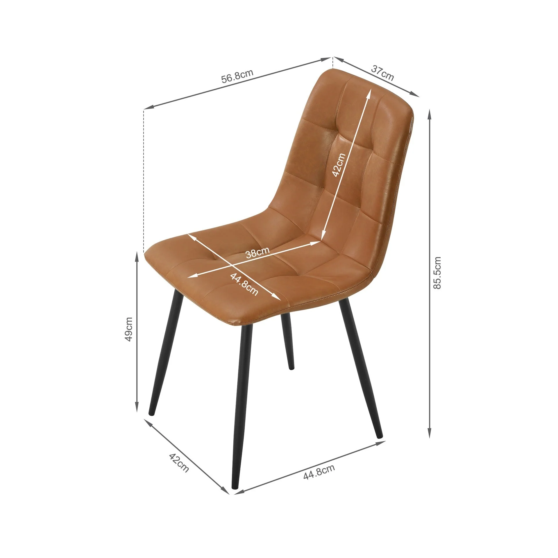 David PU Leather Dining Chair - Set of 4 - Orange - Image 11