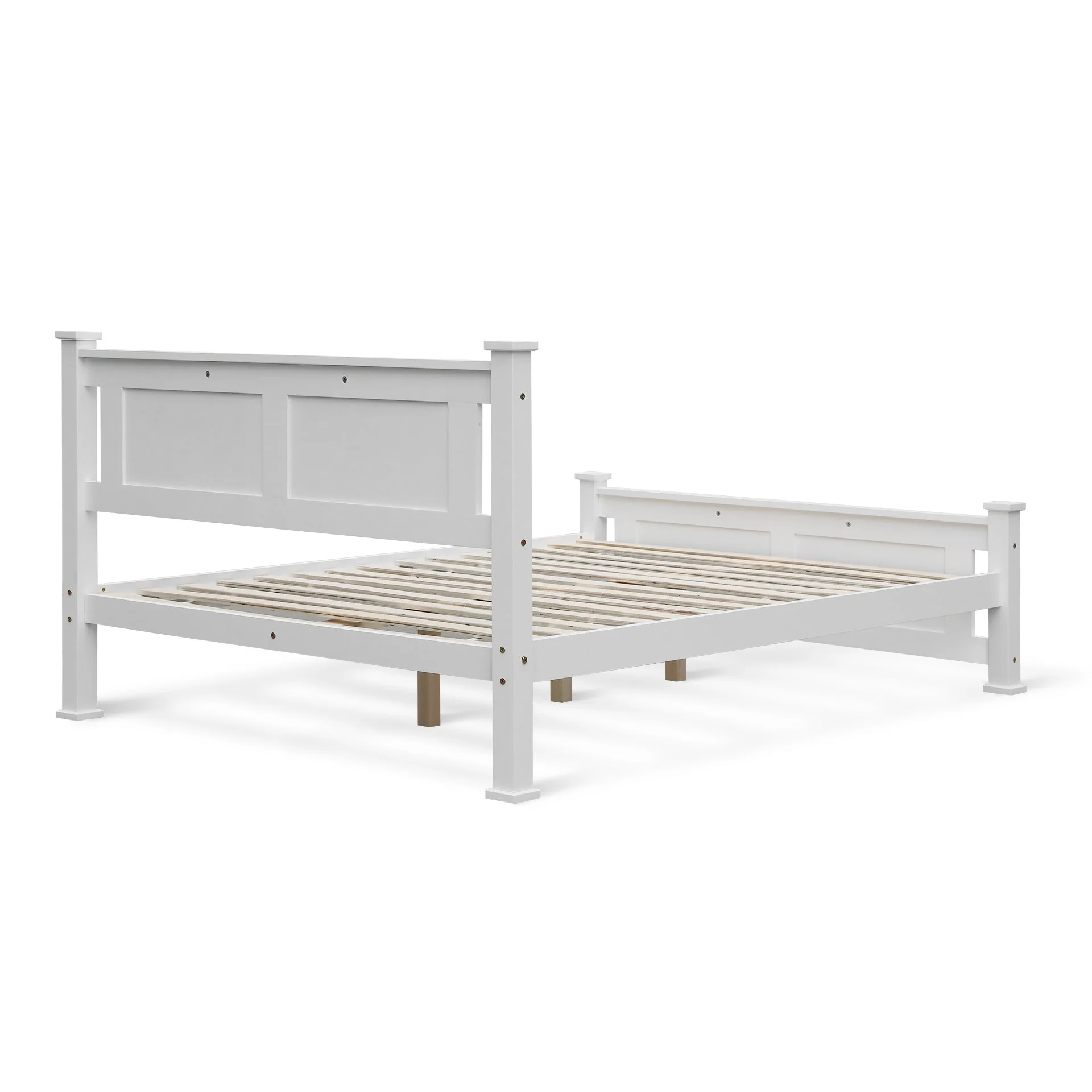 Davraz Double Wooden Bed Frame - White - Image 6