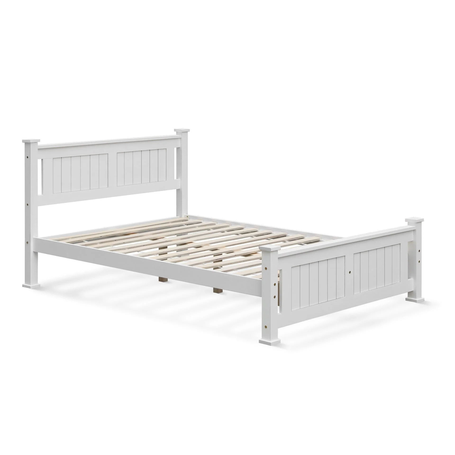 Davraz King Single Wooden Bed Frame - White - Image 4