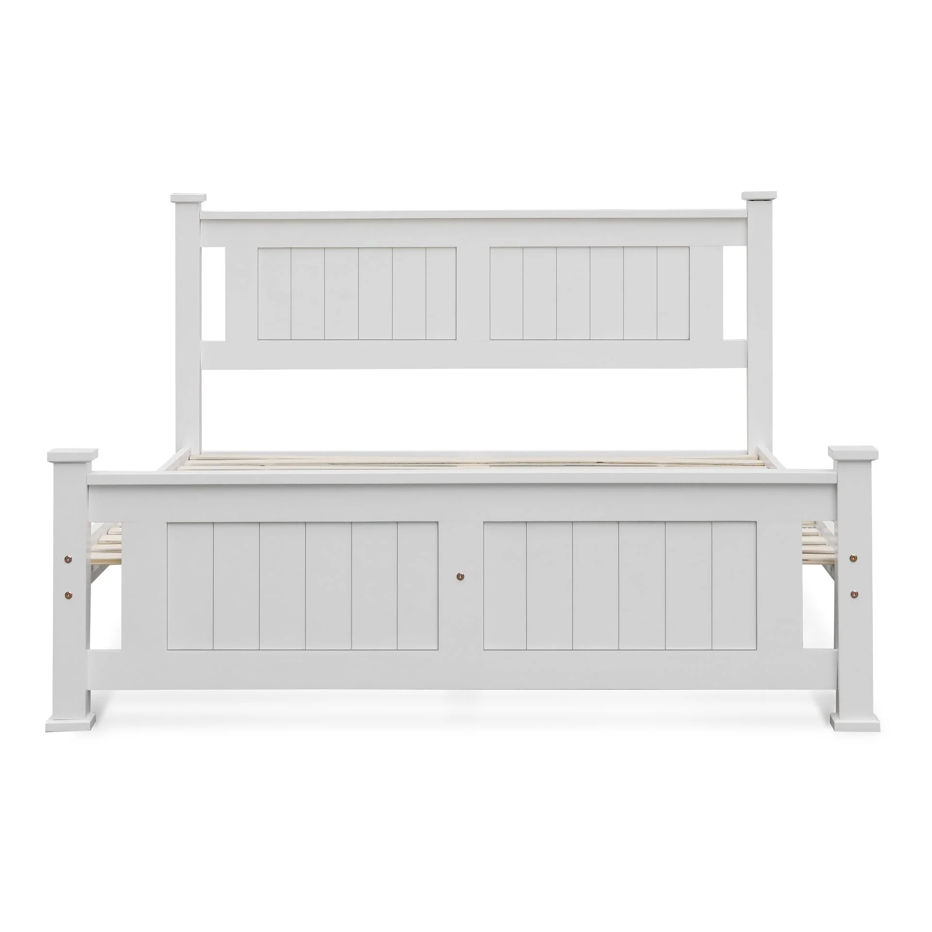 Davraz King Single Wooden Bed Frame - White - Image 5