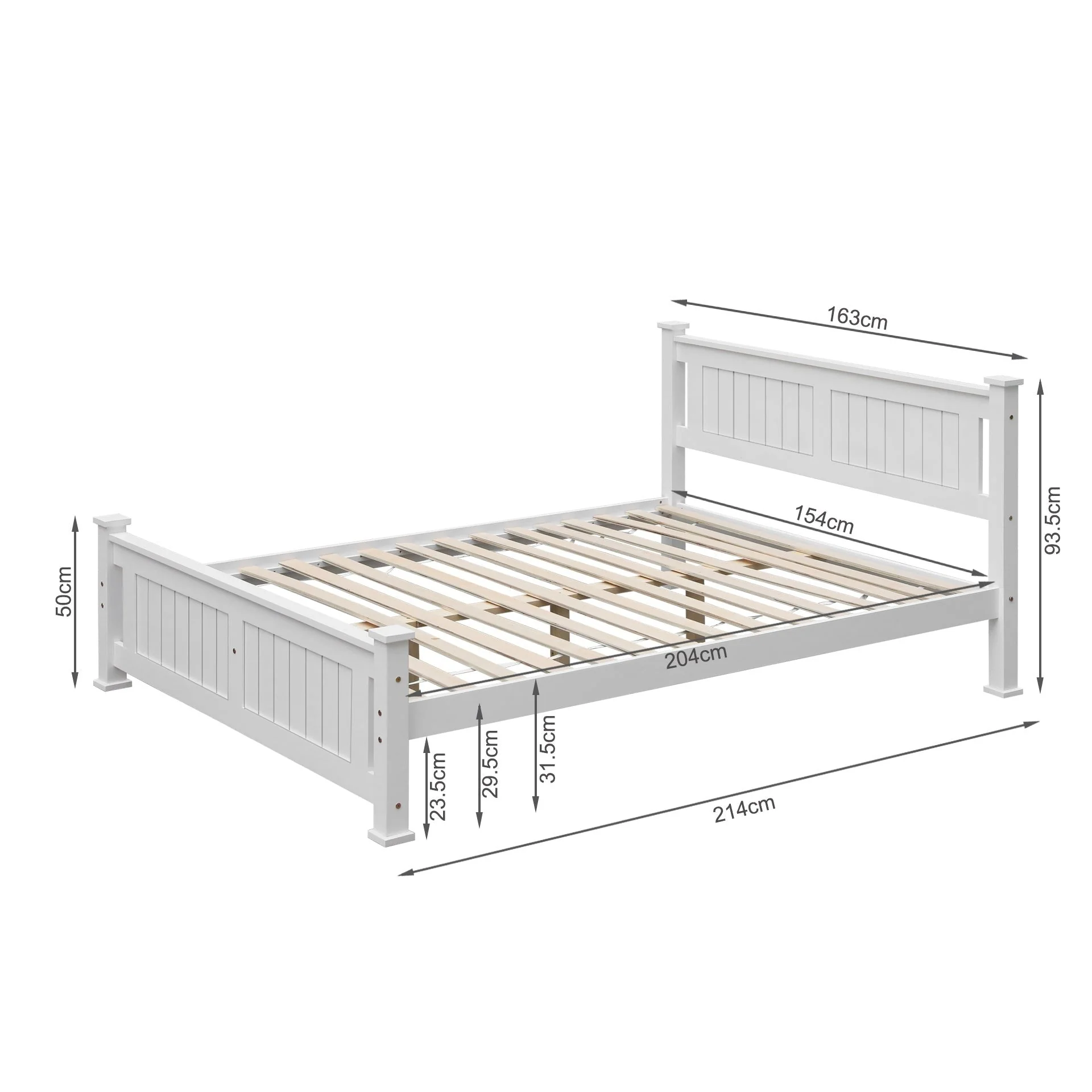 Davraz Queen Wooden Bed Frame - White - Image 11