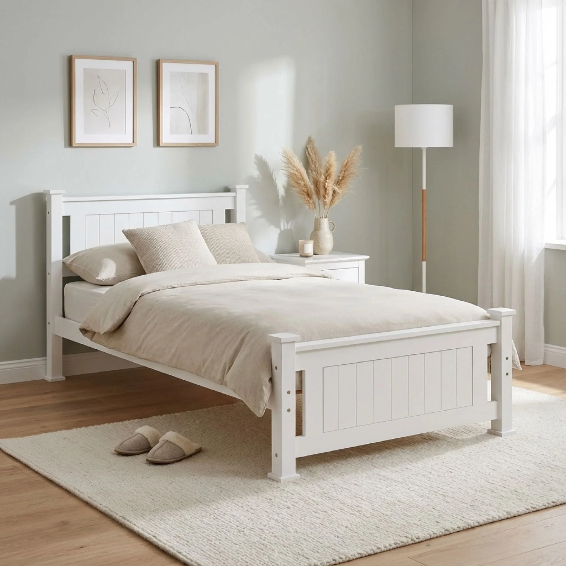 Davraz Single Wooden Bed Frame - White