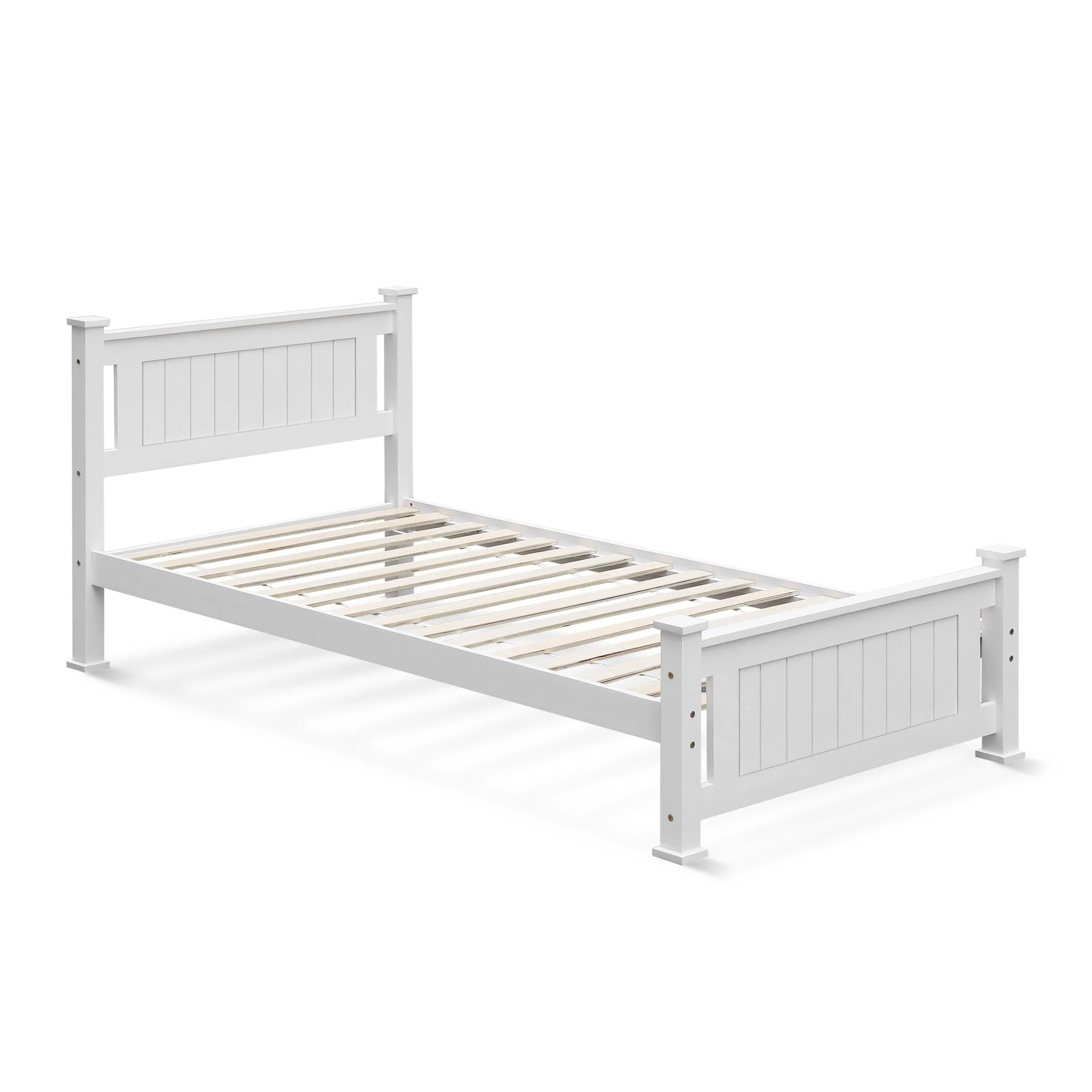 Davraz Single Wooden Bed Frame - White - Image 6
