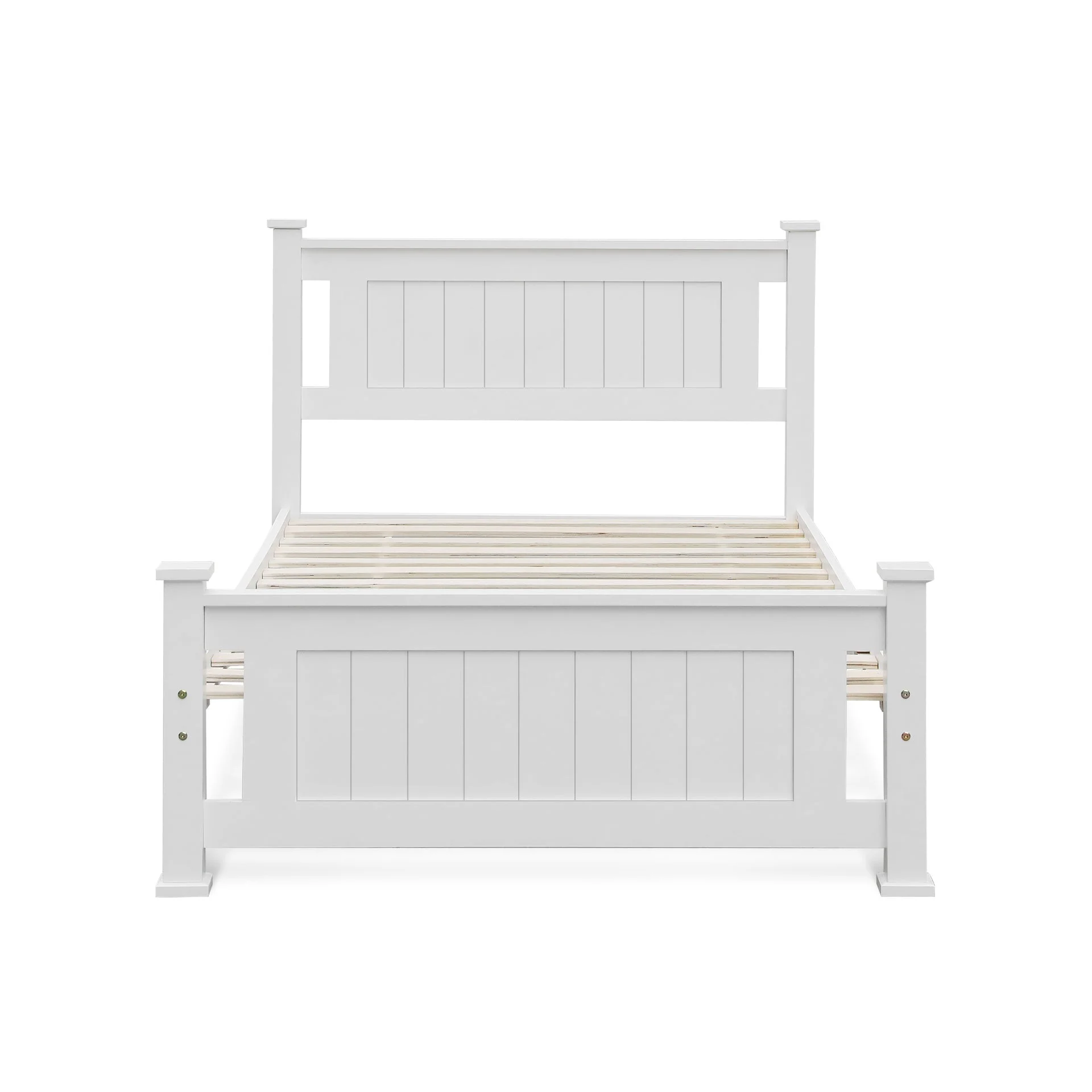 Davraz Single Wooden Bed Frame - White - Image 7